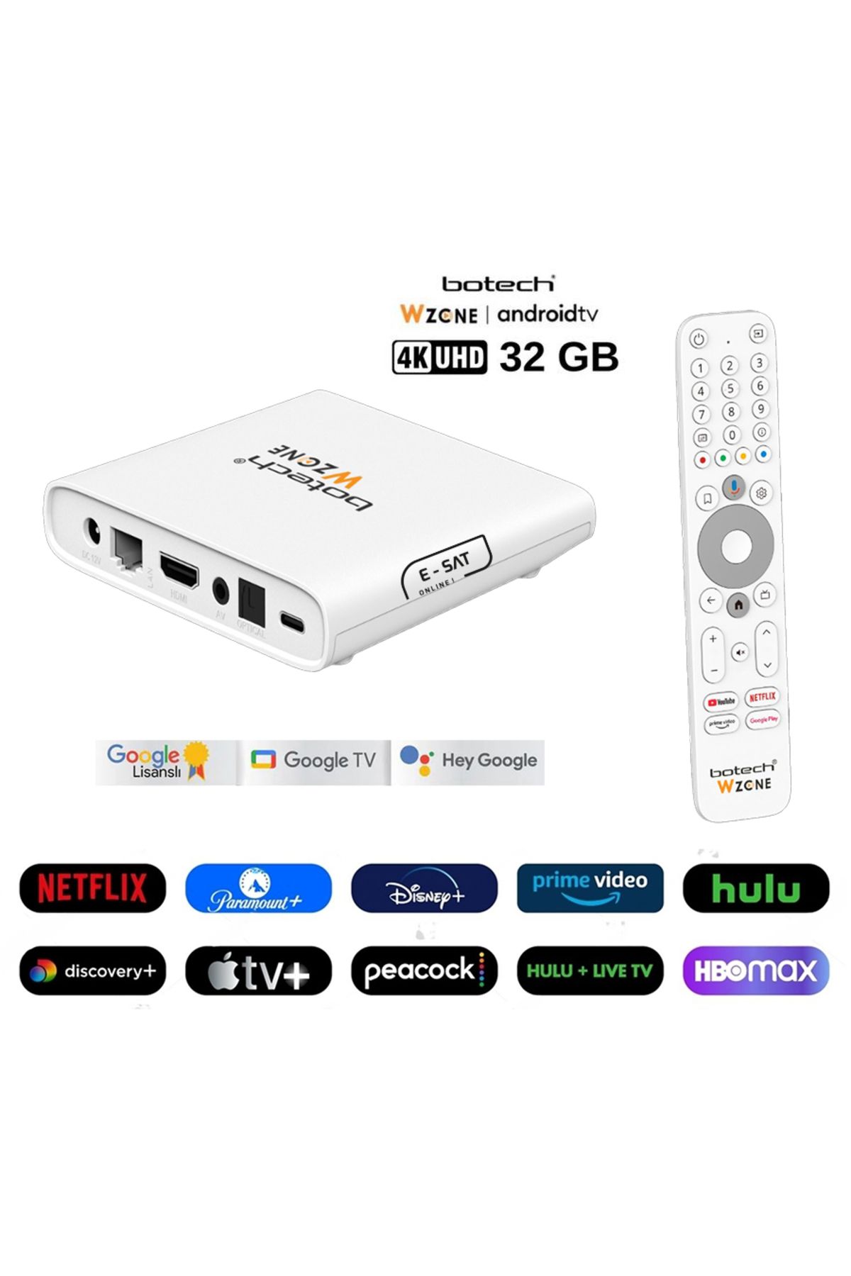 Wzone 32 GB 4K Android TV Box Beyaz