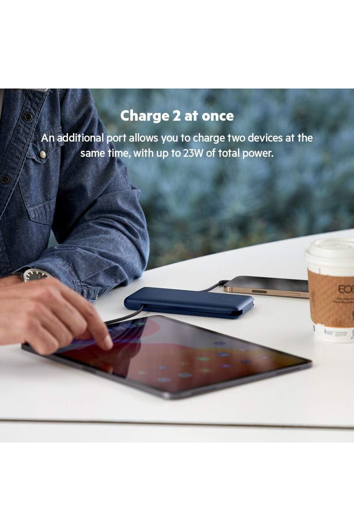 Belkin-BOOSTCHARGE Plus 10K Power Bank 10,000 mAh w/ Lightning & USB-C Cables + Extra USB-C Port - Blue 5