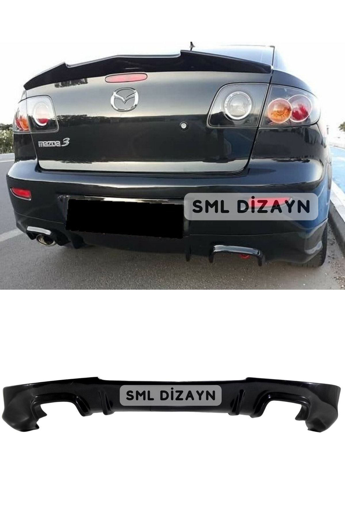 masyama3様追加分 SML Dizayn Mazda 3 Difüzör (PLASTİK) Boyasız Mazda 3 Arka-bodykit