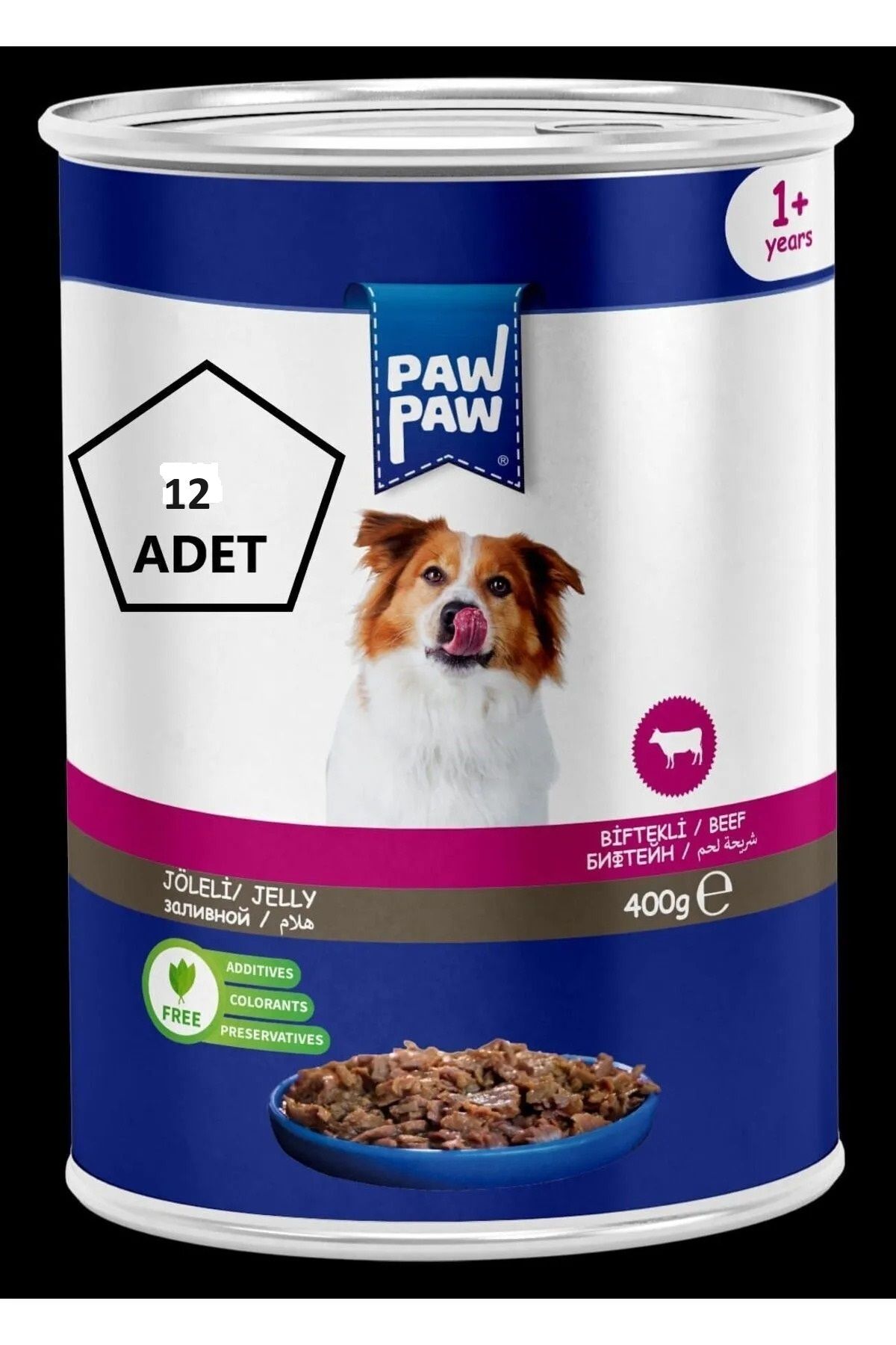 Pawpaw Joleli Biftek Etli Yetişkin Köpek Konservesi 400Gr 12'li