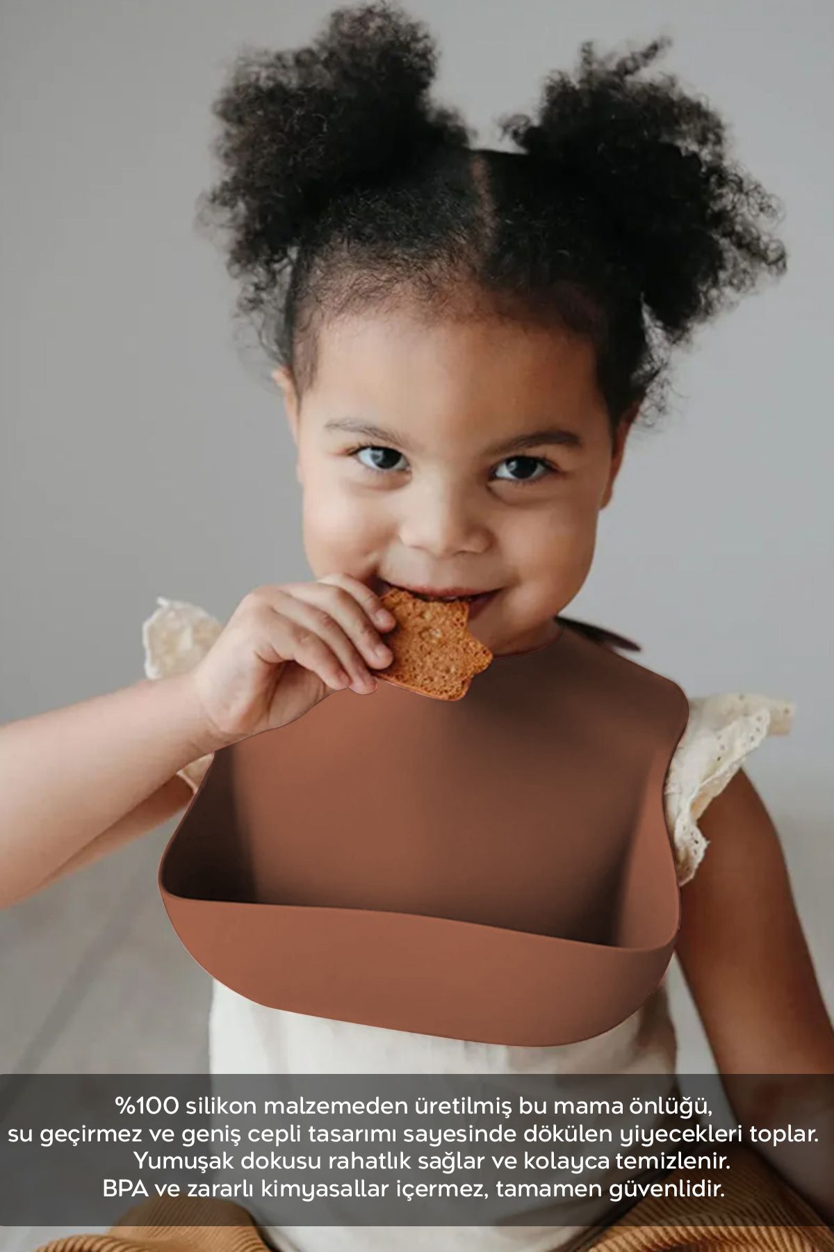 Meleni Baby 3'lü Silikon Bebek Mama Önlüğü Seti - Çift Kilitli Ayarlanabilir Silikon Önlük - Yeşil-Bej-Kahve fotoğrafı 4 (önizleme)