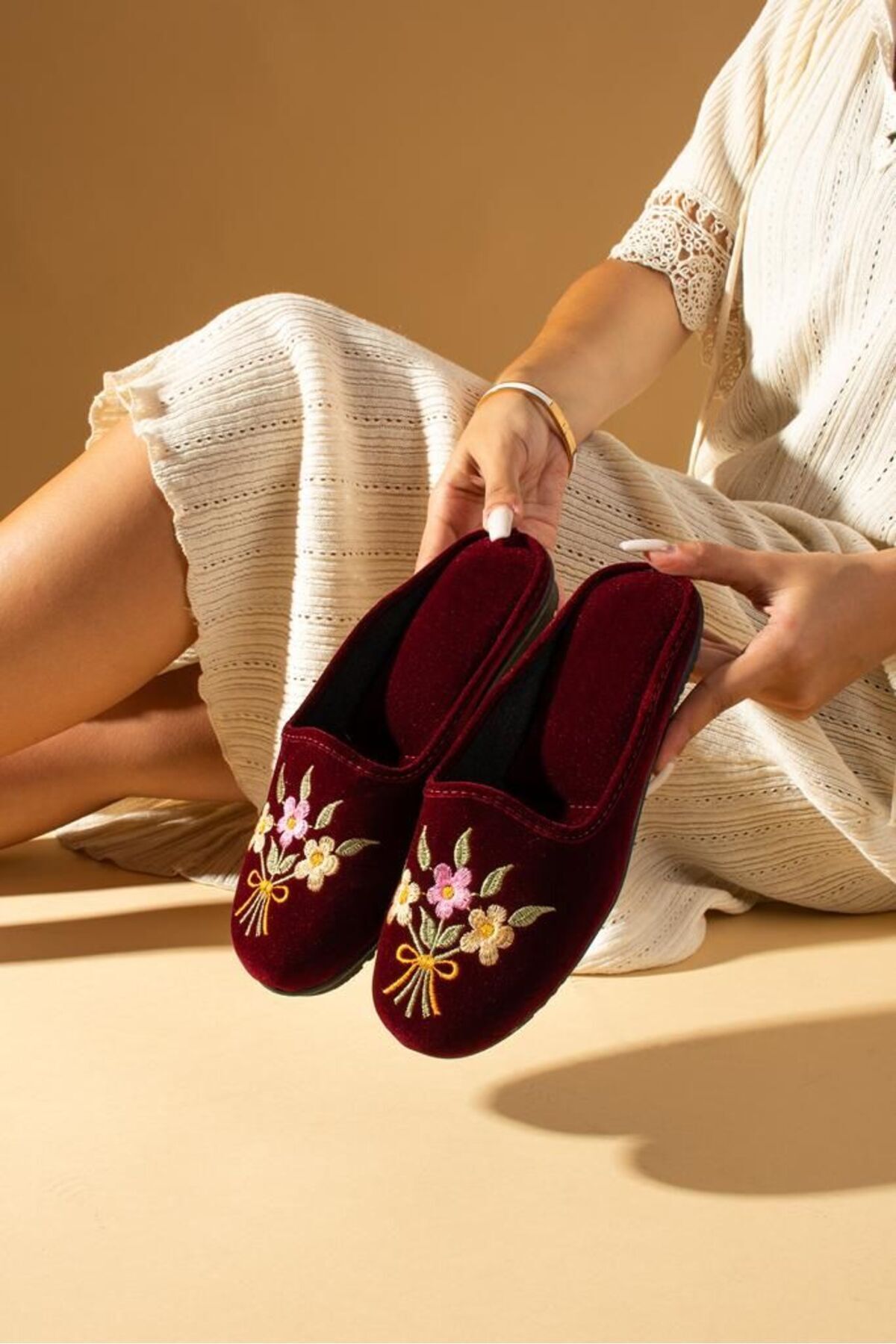 Burgundy slippers womens deals