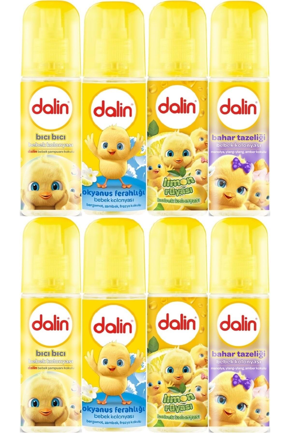 Dalin Bebek Kolonyası 150ml (BICI BICI-OKYANUS-LİMON-BAHAR) (KARMA 8 Lİ SET)