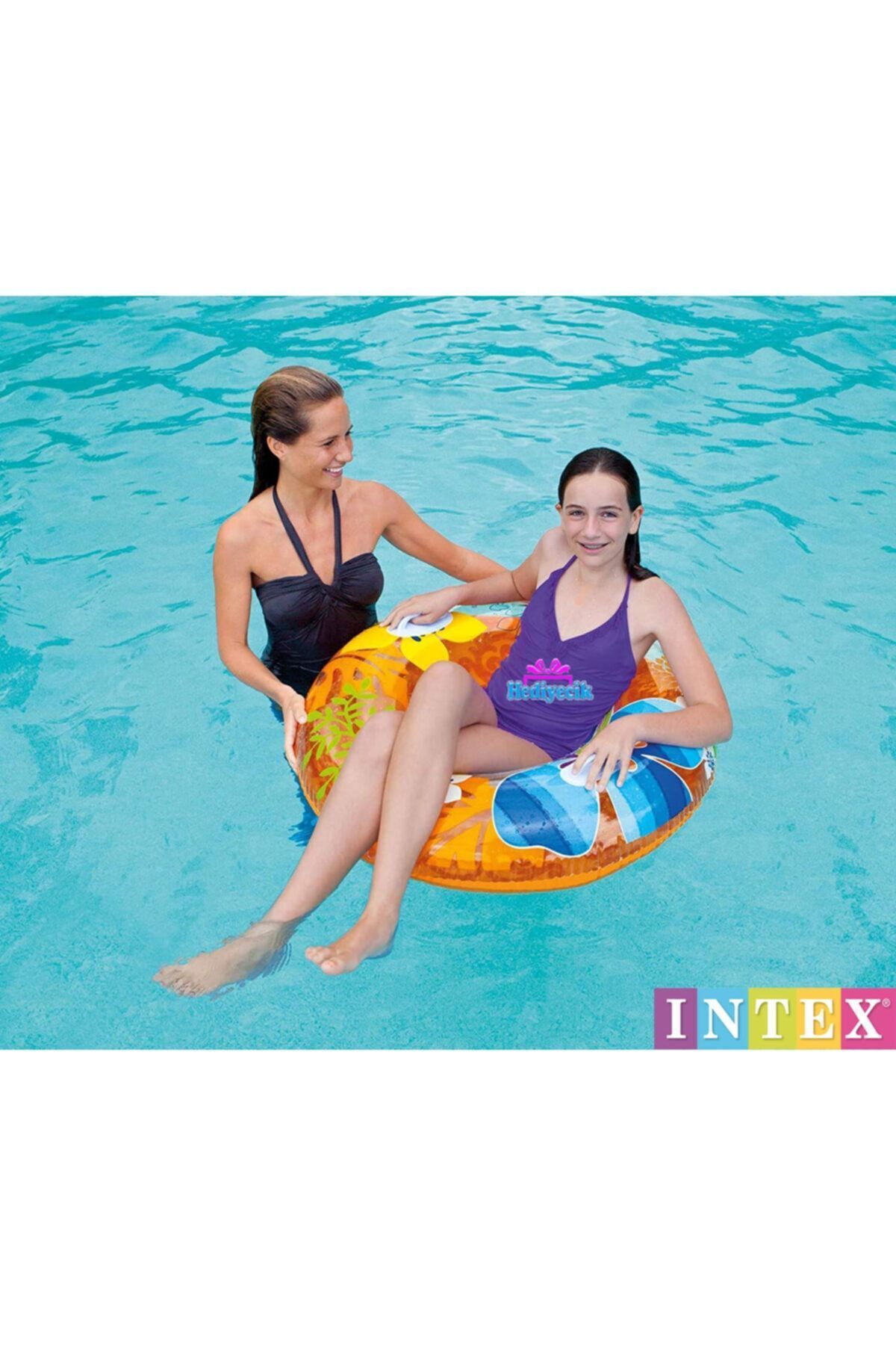hediyecik-Intex Flower Patterned Pool and Sea Ring with Handle 97 Cm 3
