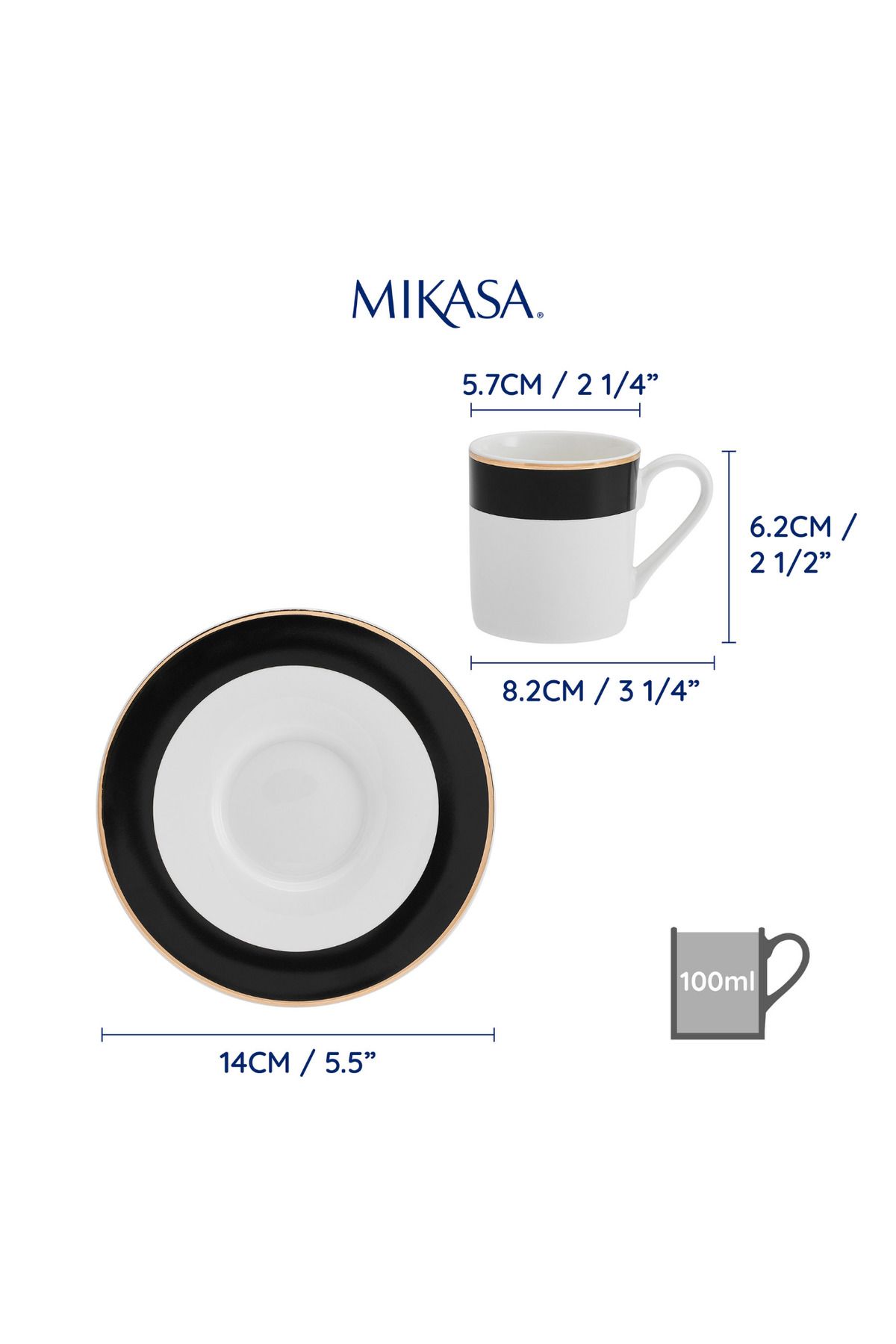 MIKASA-Mkldbandesppk2 Luxe Deco Set of 2 100ml Espresso Cups and Saucers 3