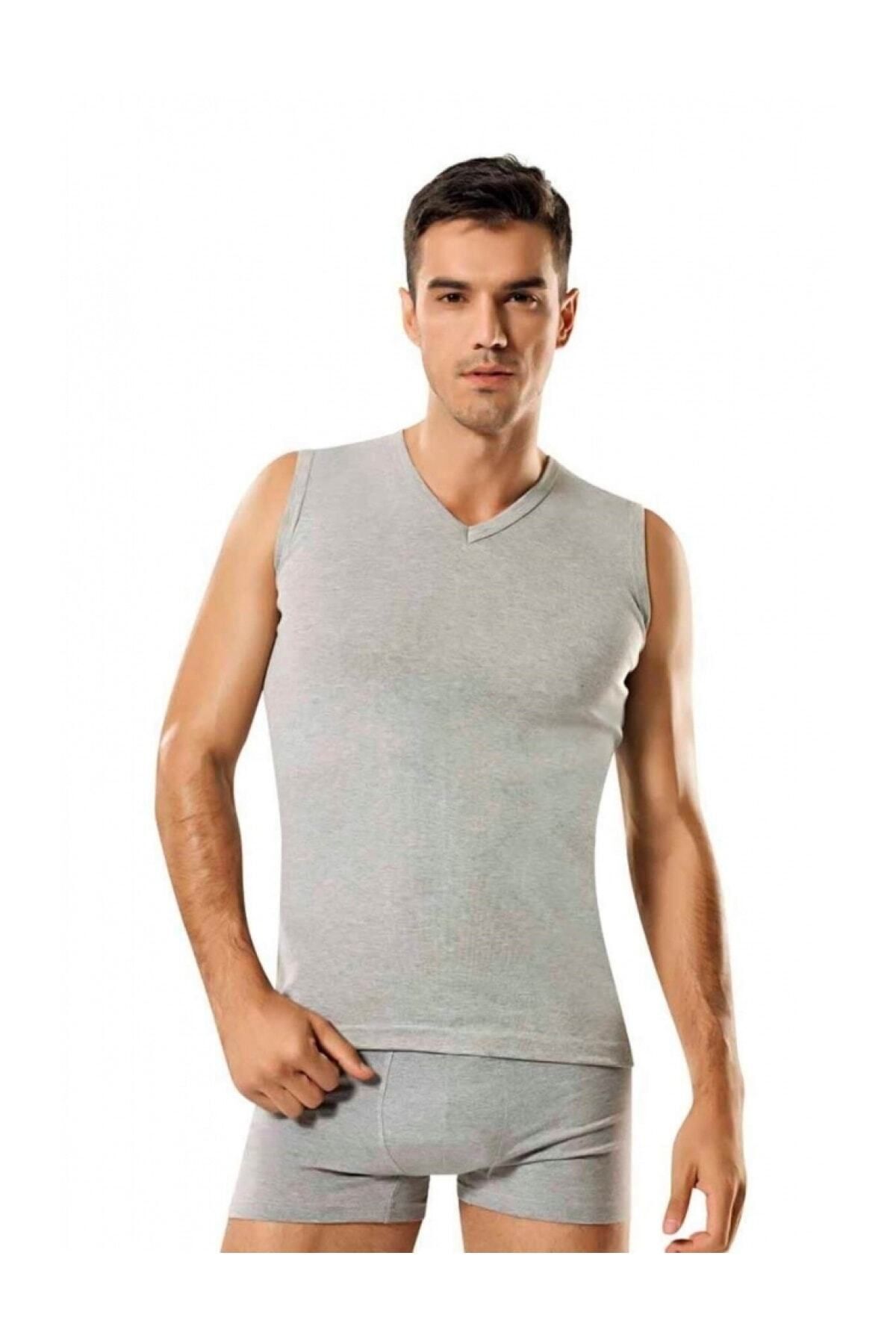 GÜMÜŞ Tricou Fără Mâneci Cu Decolteu În V, 6 Bucăți Masculin - M