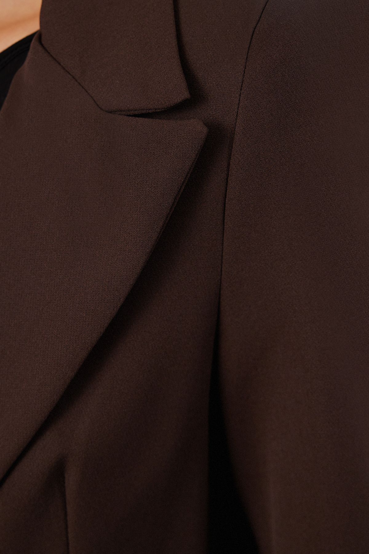 Trendyol Collection-Buttoned Dark Brown Blazer Jacket - Regular Lined, TWOAW22CE0168 4