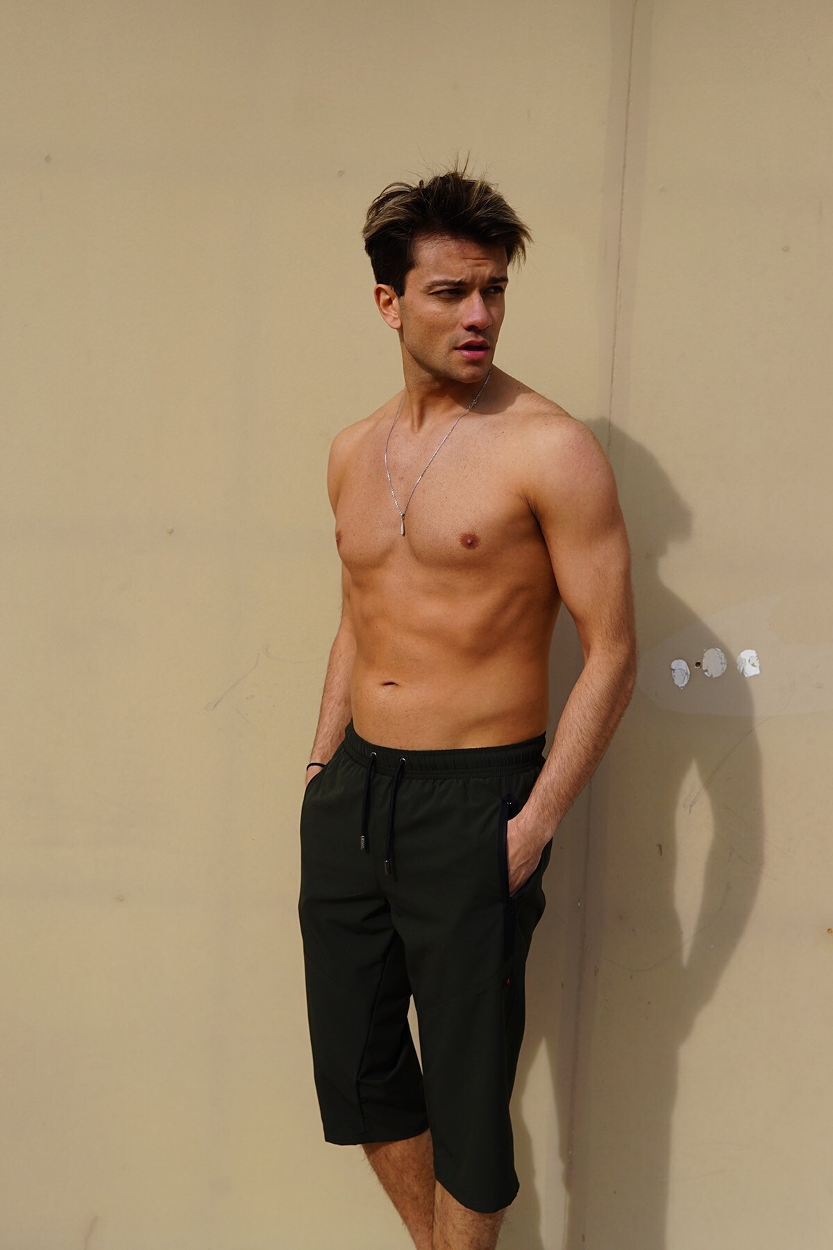 C&City-Große Lycra-Badeshorts für Herren C1941 Khaki 3