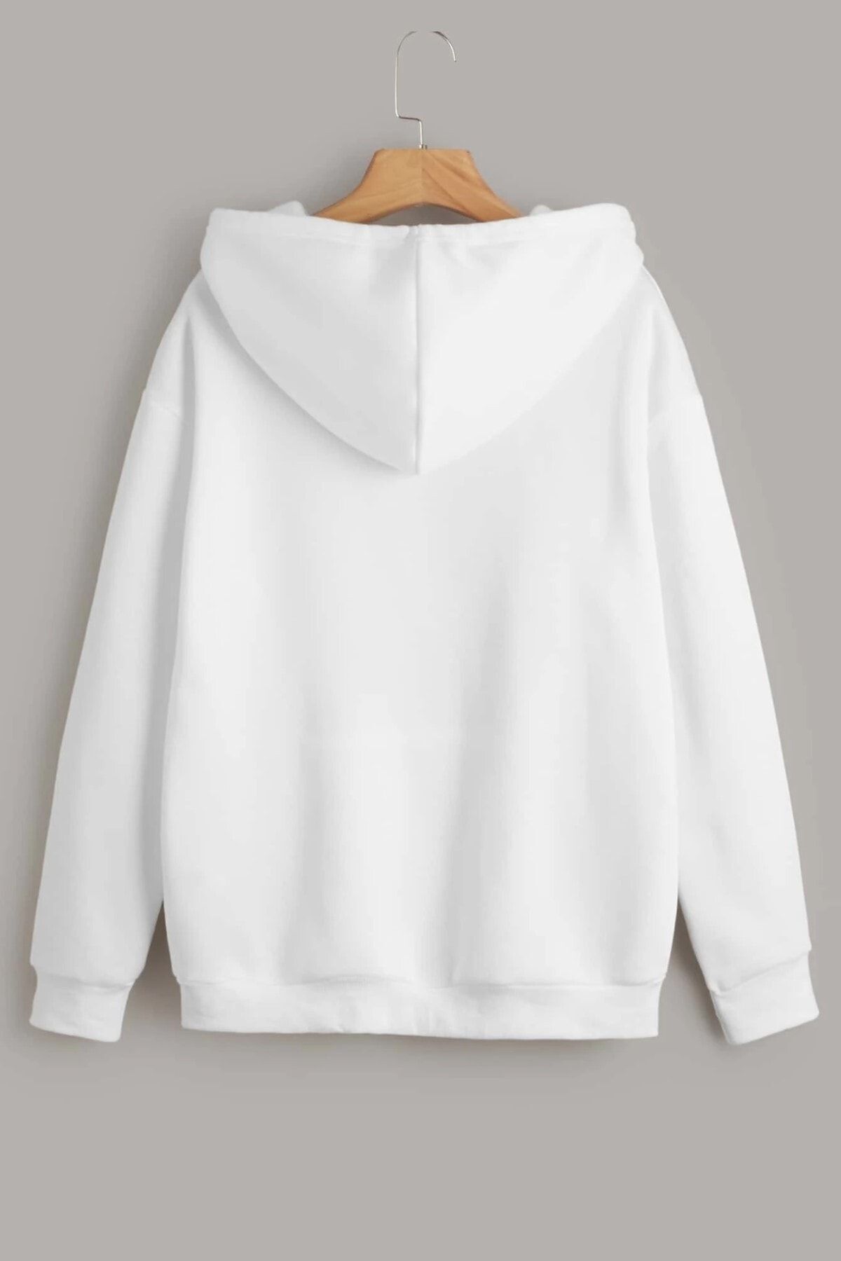 MODAGEN-Unisex bílá oversize mikina s kapucí s potiskem Los Angeles 4
