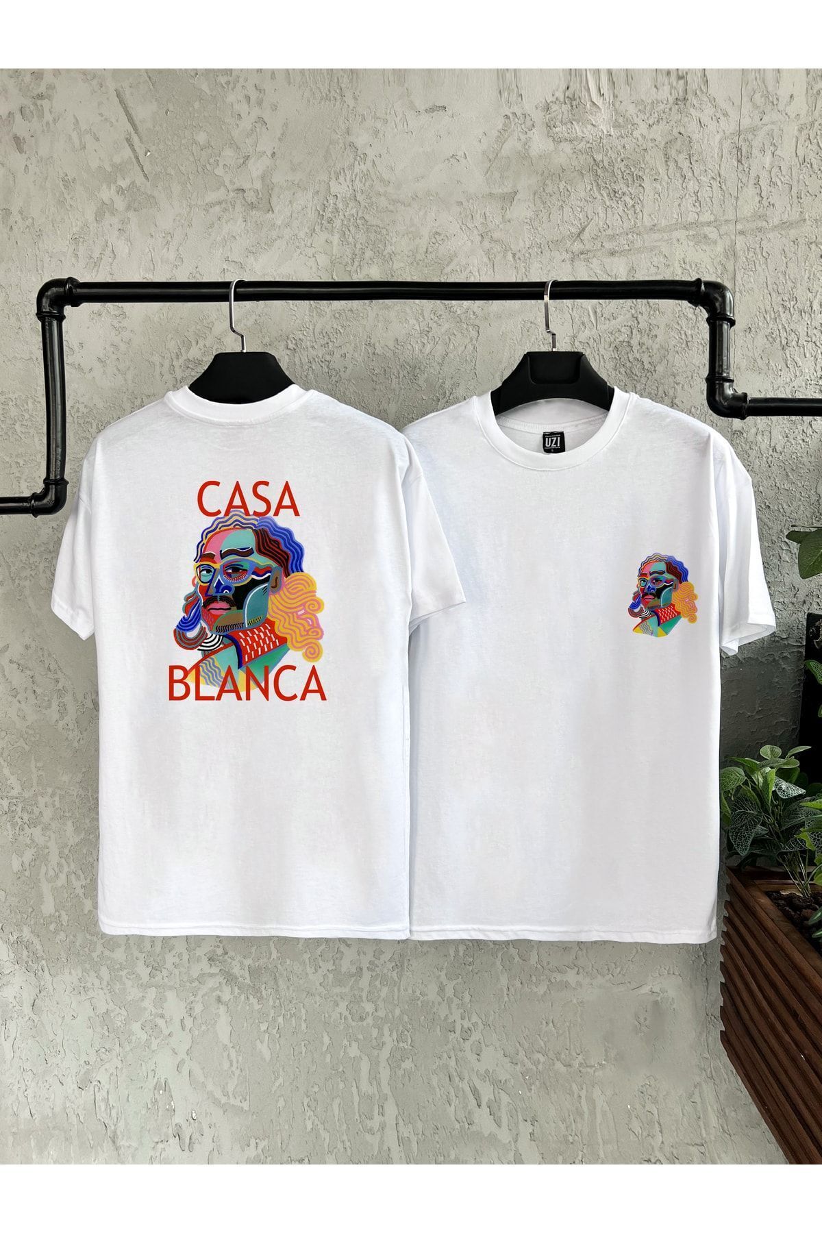 B KOMB NE Casa Blanca Cift Tarafl Bask l Beyaz Erkek Tshirt Fiyat Yorumlar Trendyol