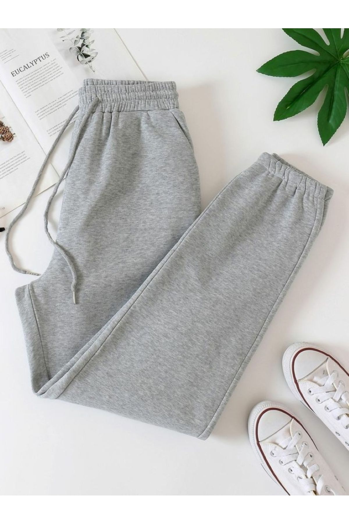 Unisex Gray Rubber Ankle Seasonal Sweatpants