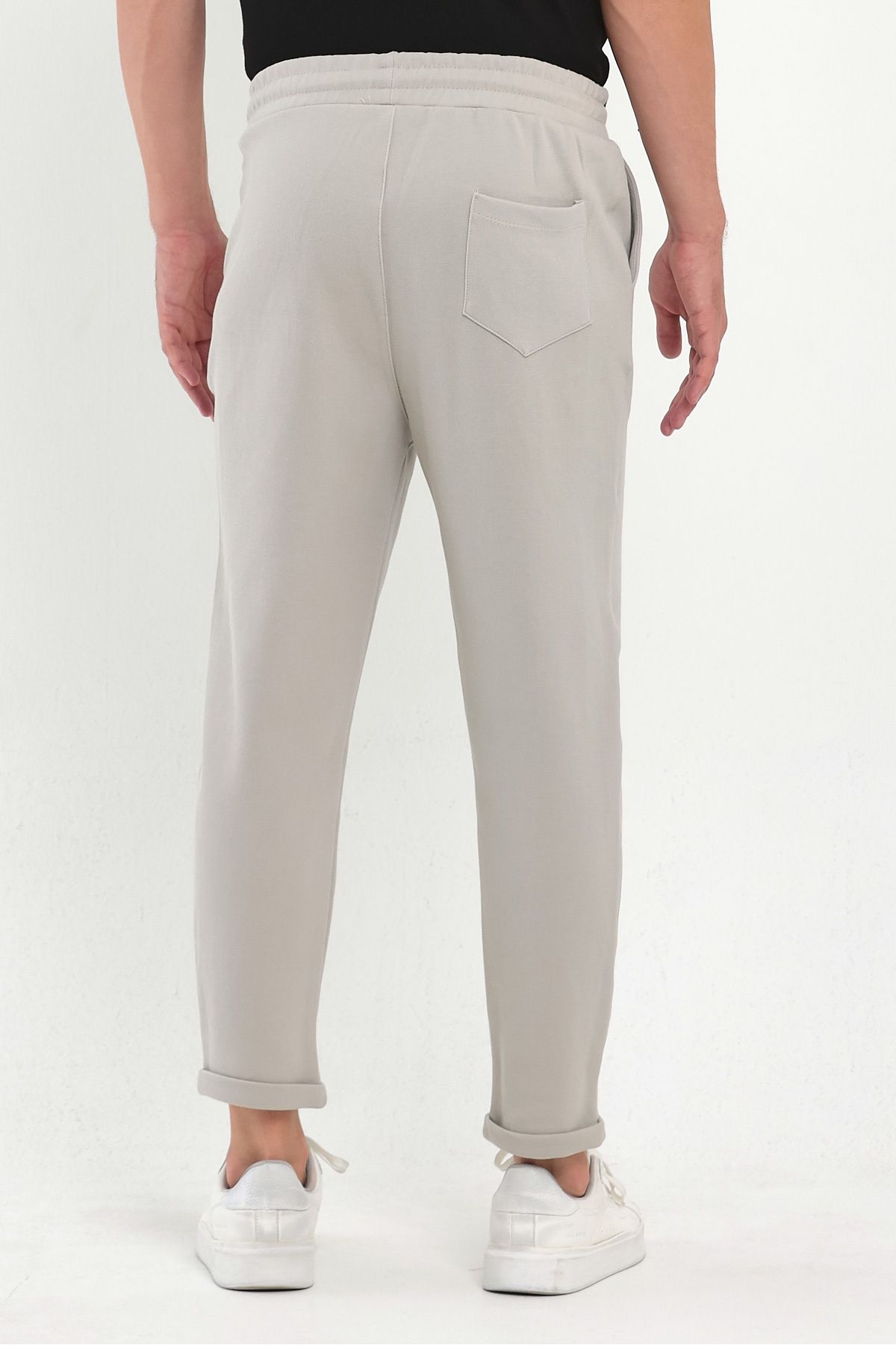 COMBİNE MİCHAİL-GREY Men's Jogger Pants - Lakos Pattern, Cotton, Elastic Waist and Drawstring 7