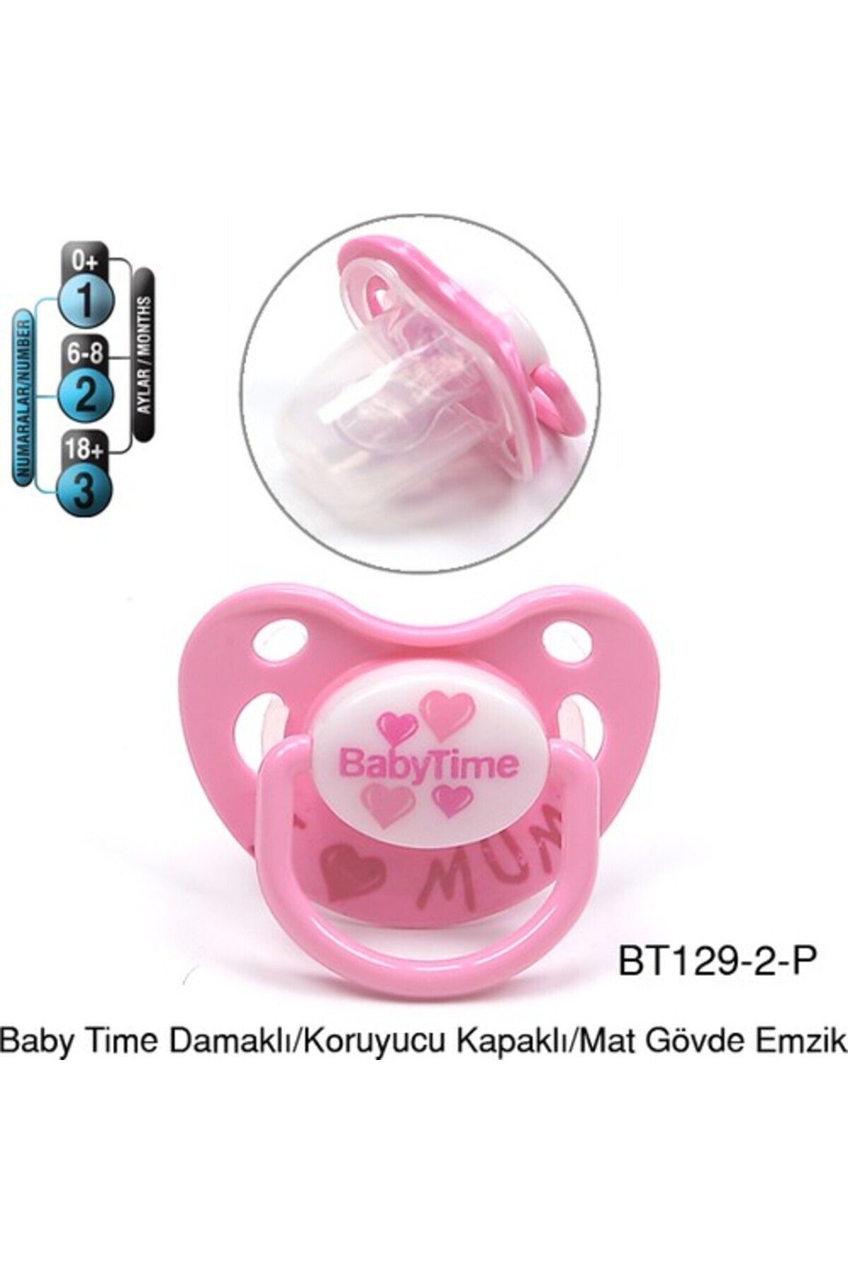 Babytime Damaklı Koruyucu Kapaklı Mat Gövdeli Emzik 6-18 Ay