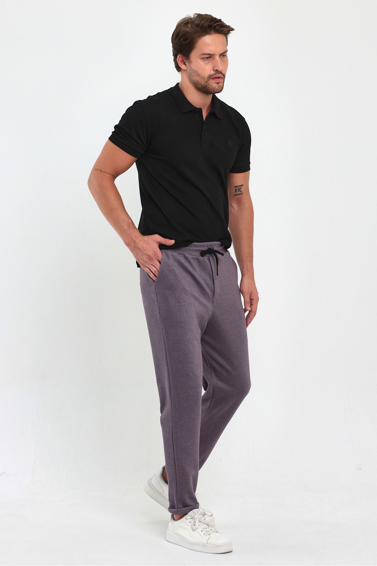 COMBİNE MİCHAİL-ROSE Men's Jogger Pants - Double Leg, Back Pocket, Elastic Waist and String Pattern 4