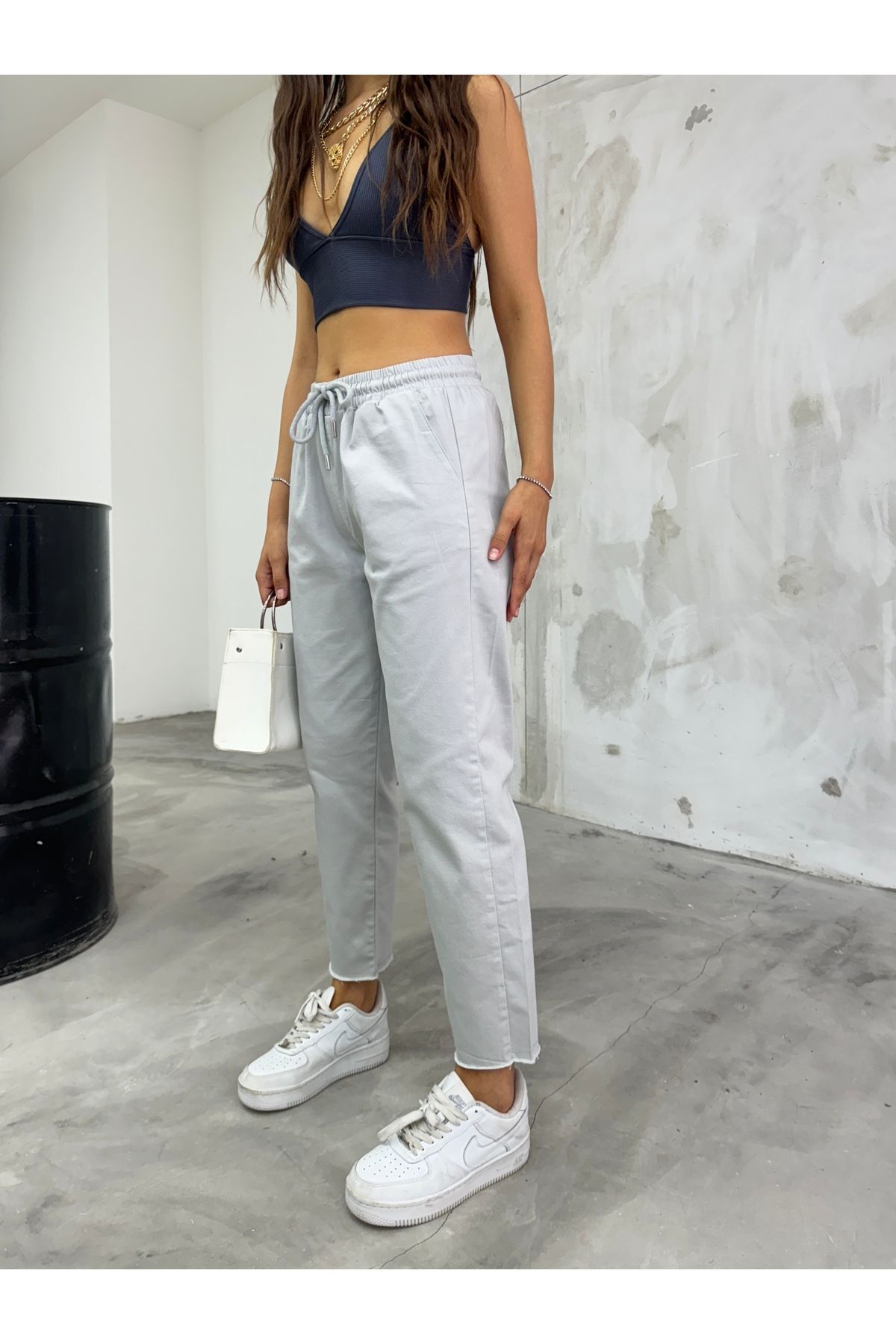 BİKELİFE-Damenhose aus Lycra-Baumwolle mit hoher Taille – Slim Fit mit Taschen 7