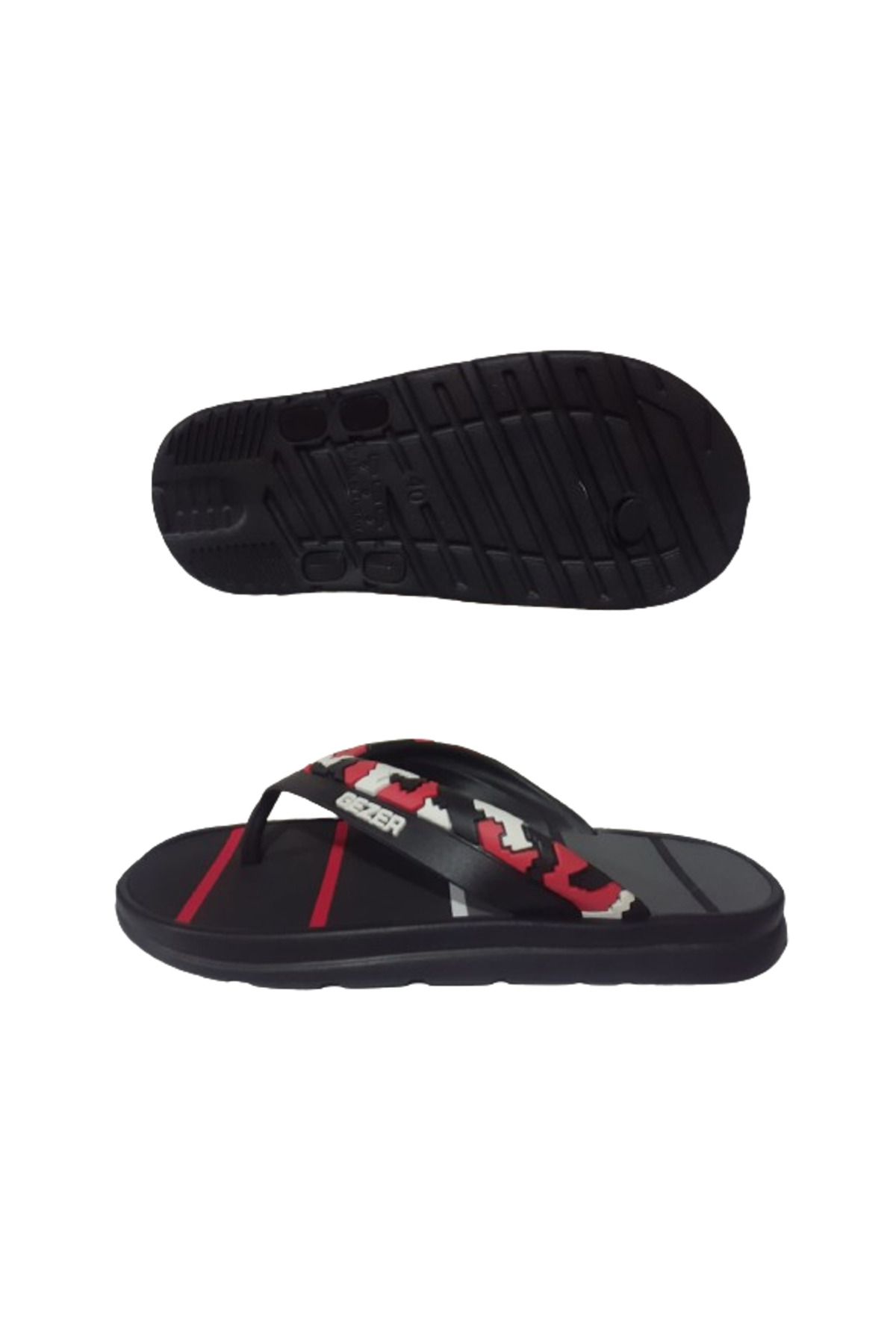 GEZER-Μαύρο-κόκκινες ανδρικές παντόφλες casual - σαγιονάρες, gzerr320-99 5