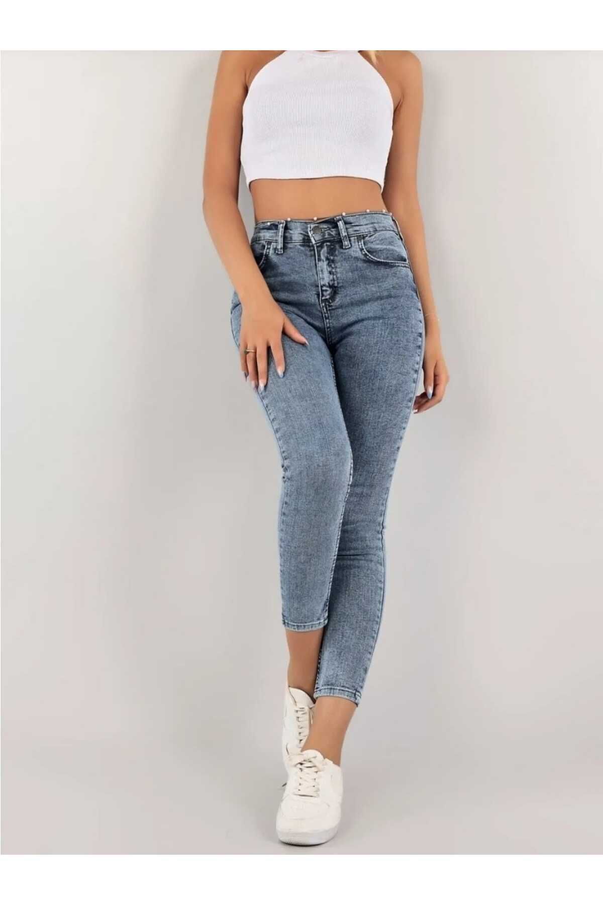 geenz manifacture  Linda Açık Kar Mavi Yüksek Bel Toparlayıcı Skinny Jean - Görsel 3