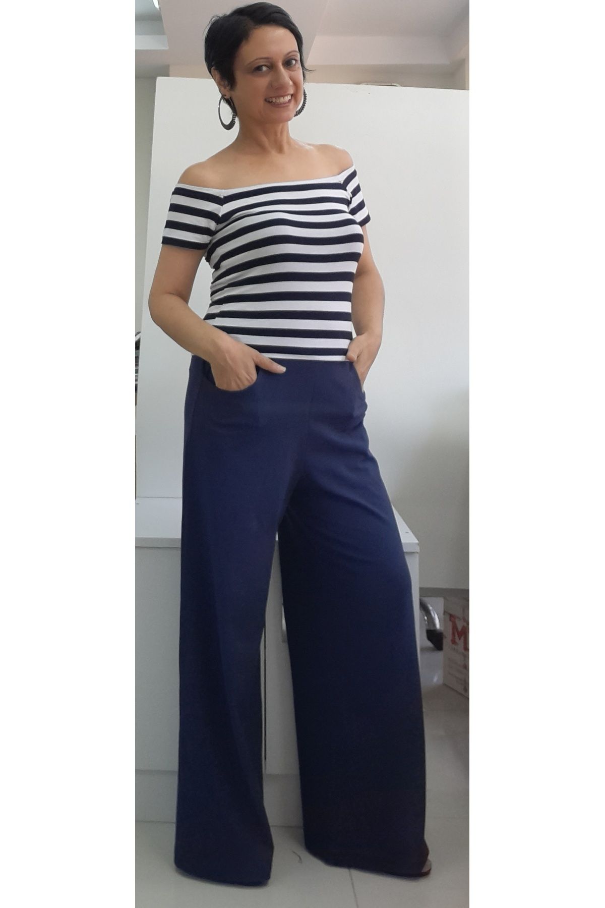 Mertcan Butik Bleumarin Picior Lejer - Rochie De Vară Bumbac Pieptănat Viscoză Femeie - 40/42