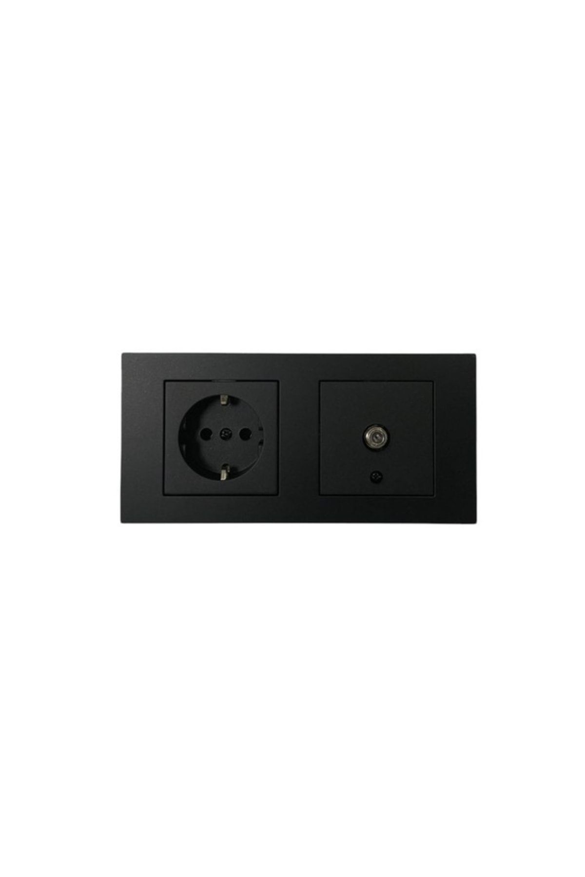 Gözde aydınlatma-Ovivo Grano Black Socket Socket TV Satellite Socket Set + Double Frame 1