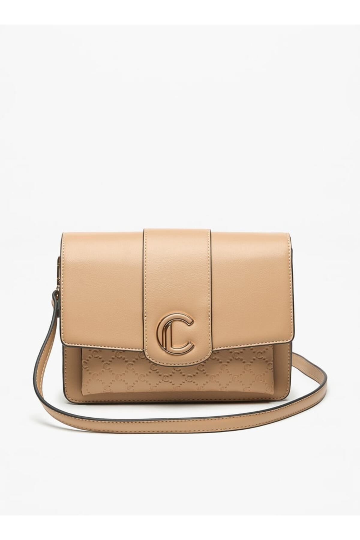 Le Confort-Monogram Embossed Crossbody Bag with Button Closure and Detachable Strap 1