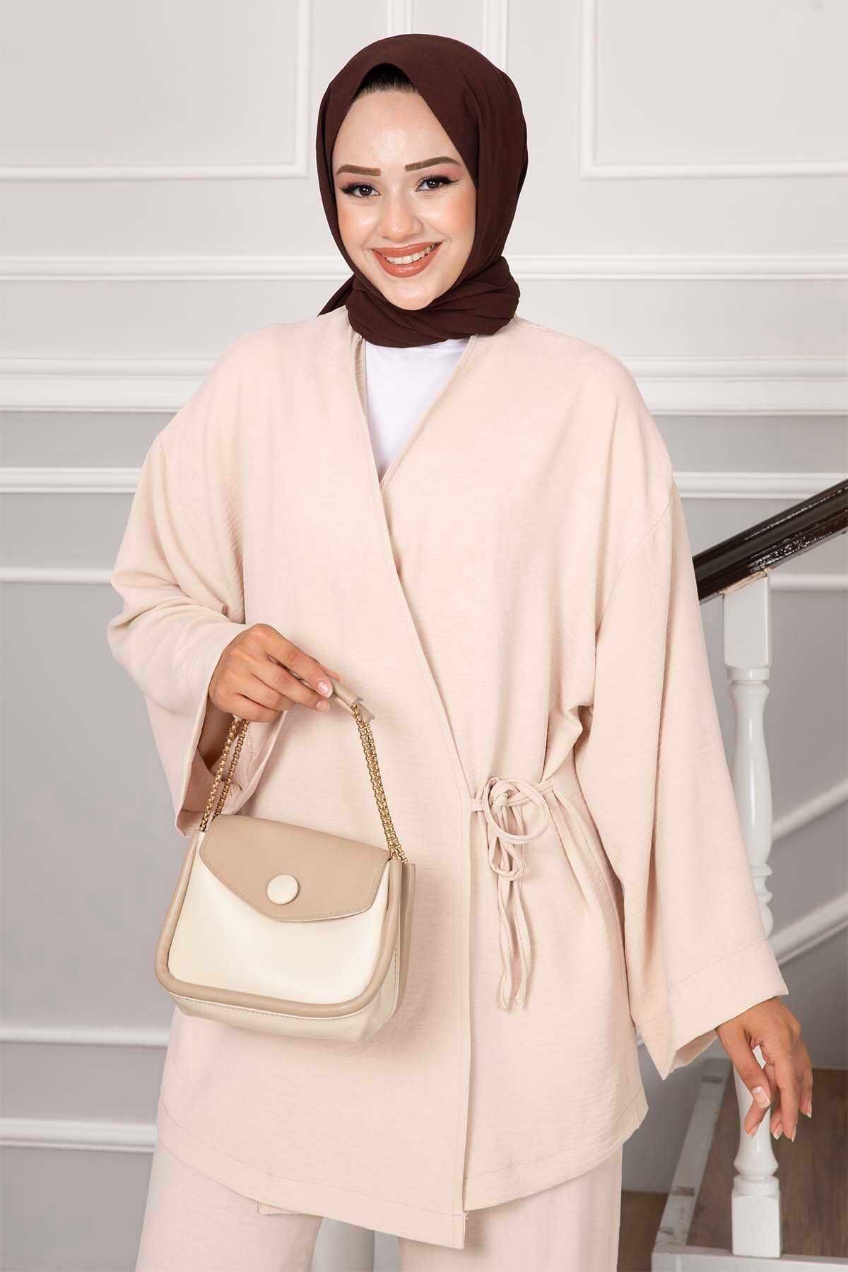 EBRUTESETTÜR-Kimono Set - Side Tie and Lace Up 2