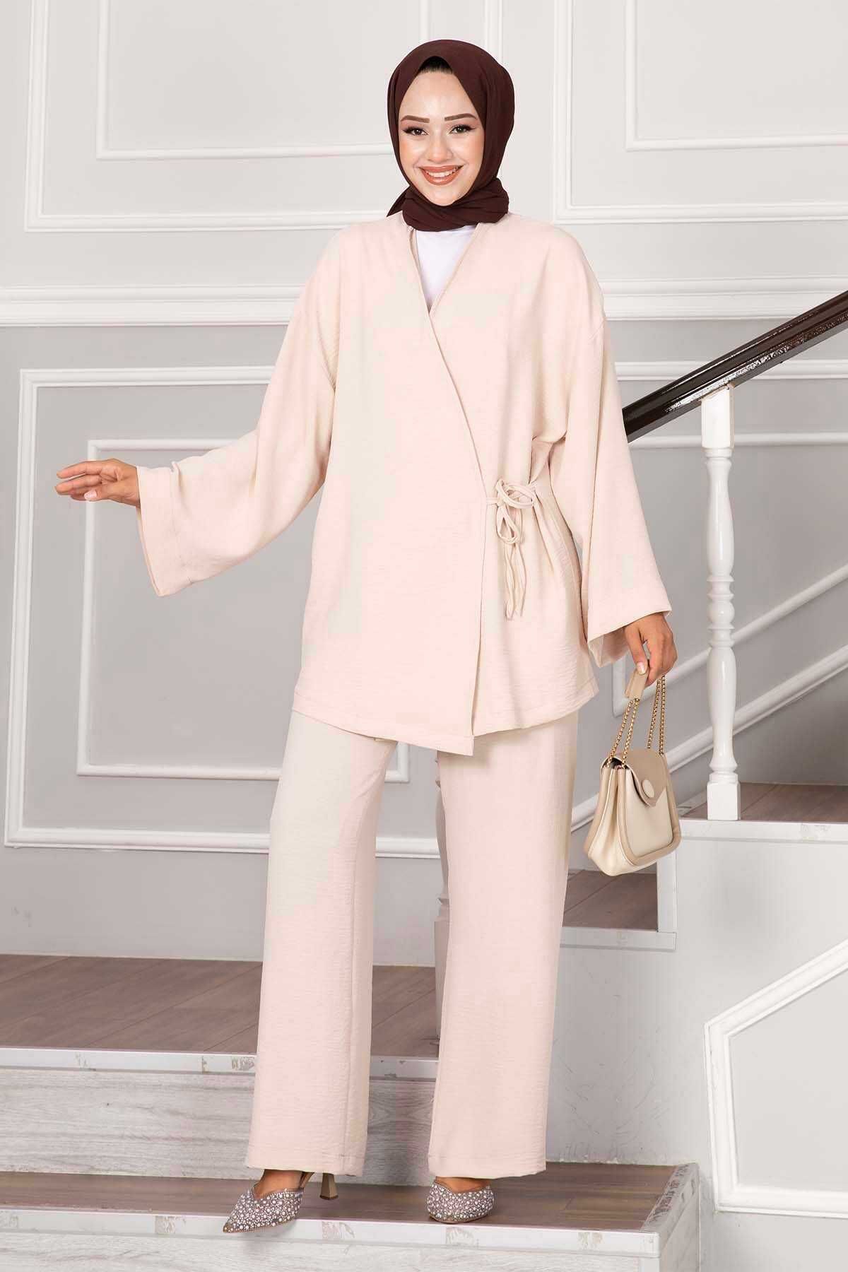 EBRUTESETTÜR-Kimono Set - Side Tie and Lace Up 3