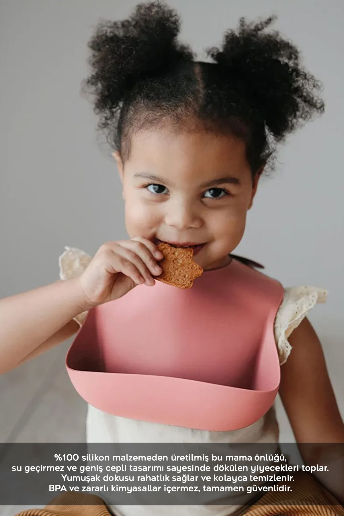 Meleni Baby 3'lü Silikon Bebek Mama Önlüğü Seti - Çift Kilitli Ayarlanabilir Silikon Önlük - Gri-Yeşil-Pembe fotoğrafı 4 (önizleme)