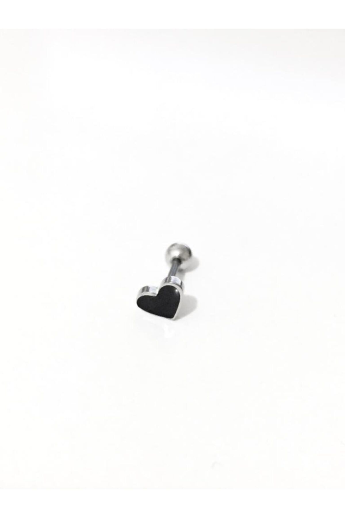 Steel Black Gemstone Heart Shaped Tragus Helix Piercing 6mm