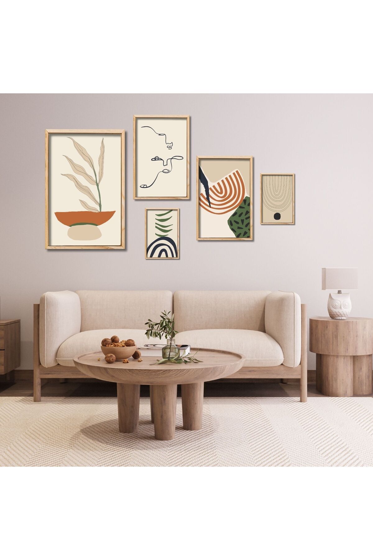 5-Piece Wooden Laminated Framed Mdf Table Set Modern Lines
