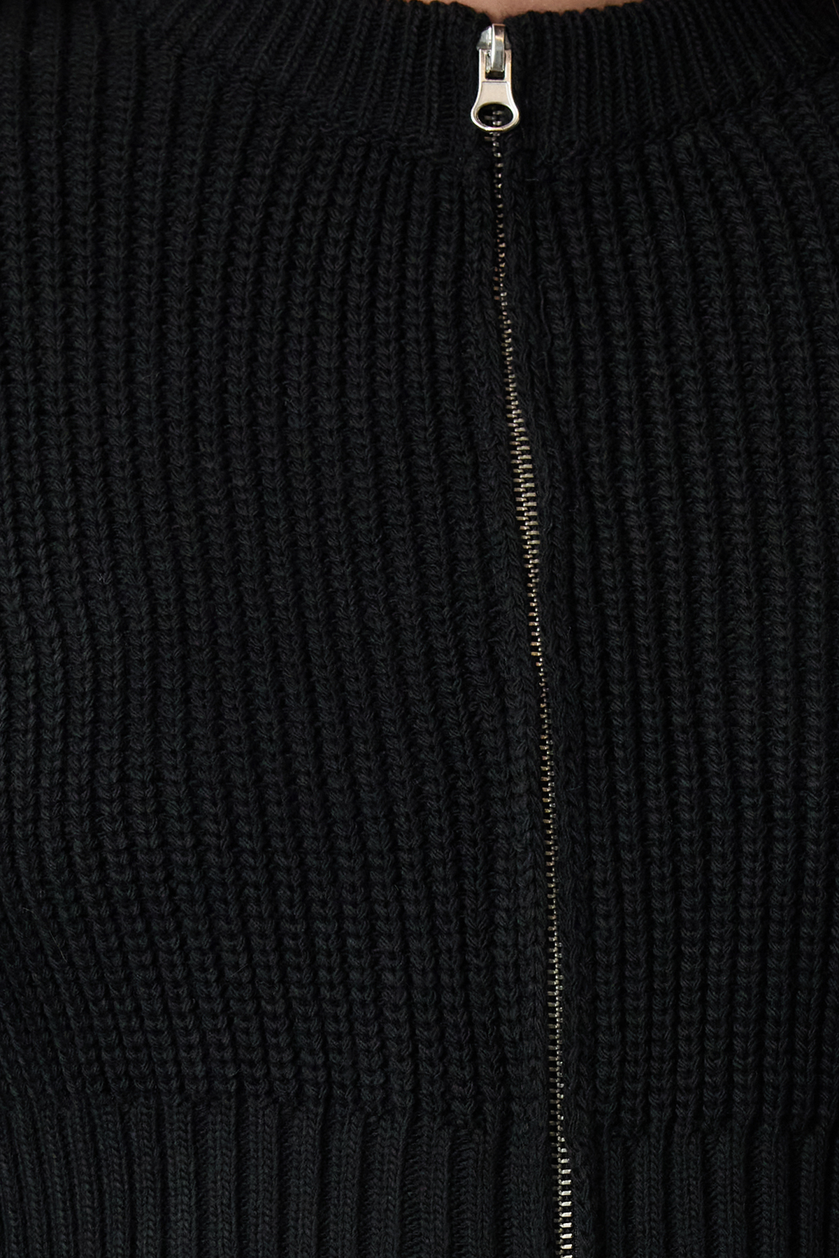 Trendyolmilla  Siyah Crop Vatka Fermuar Detaylı Triko Hırka TWOAW25HI00020 - Görsel 3