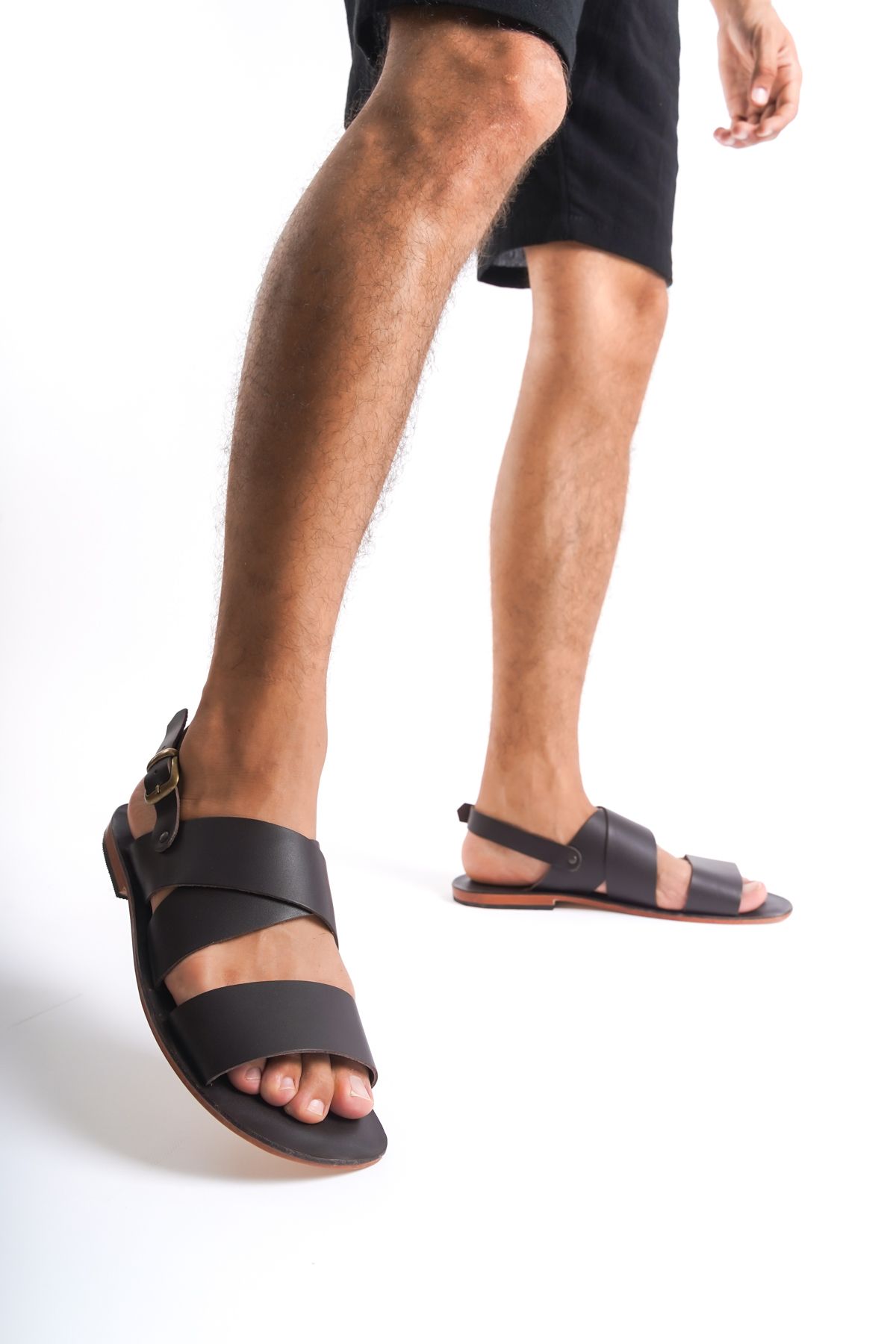 صندل چند رنگ مردانه های قهوه چرمی اصلی K1105 DaphneSandals