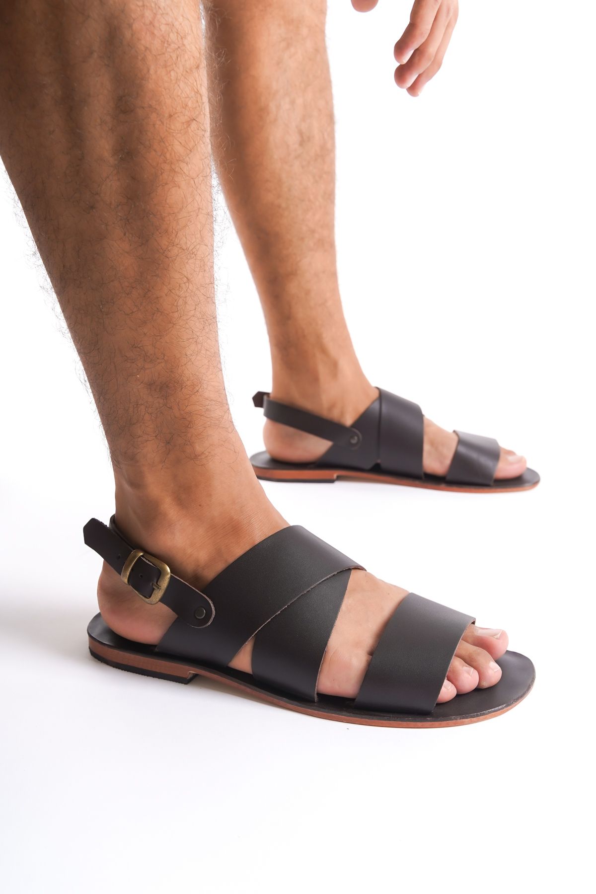 صندل چند رنگ مردانه های قهوه چرمی اصلی K1105 DaphneSandals
