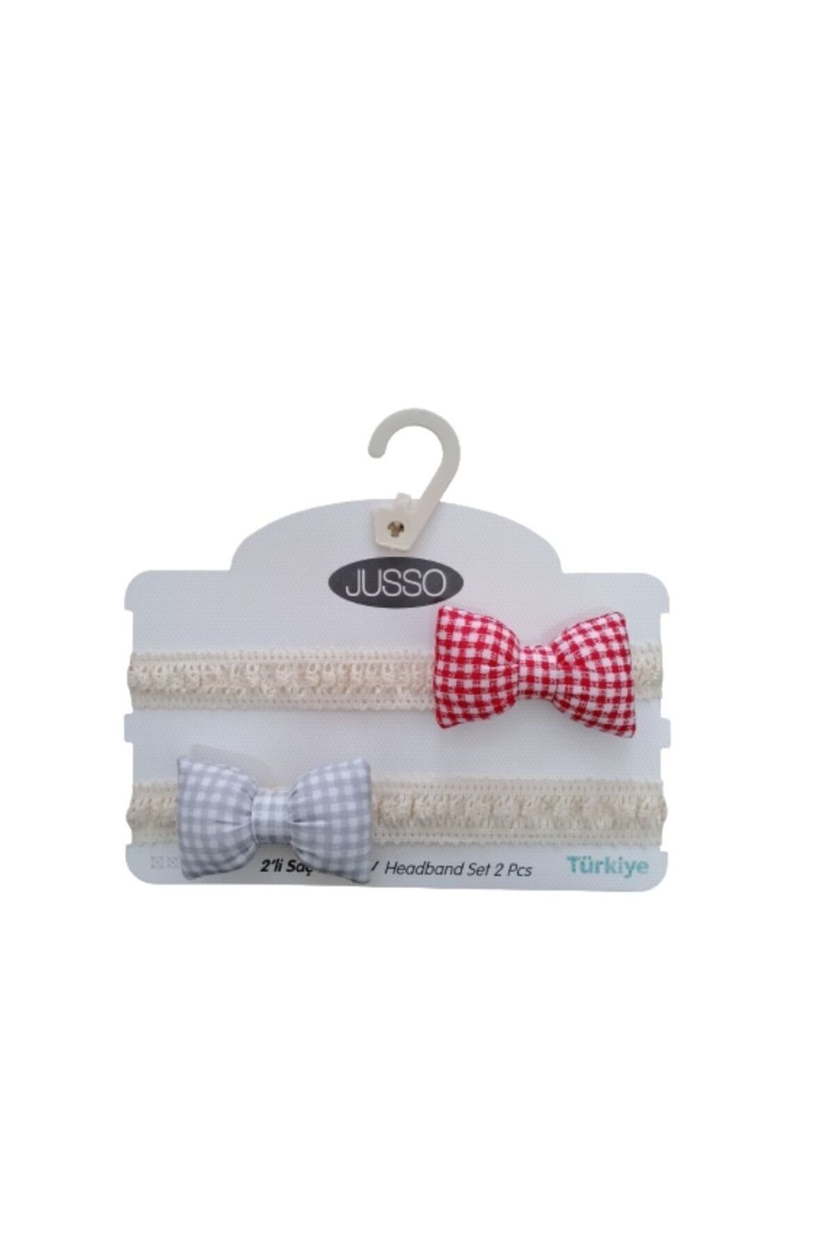 Bowknot 2-Piece HeadbandRed-Grey