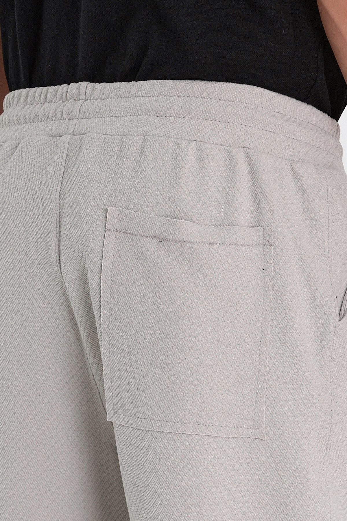 COMBİNE MİCHAİL-Men's Gray Ottoman Patterned Cotton Jogger Pants - Elastic Waist and Drawstring 2