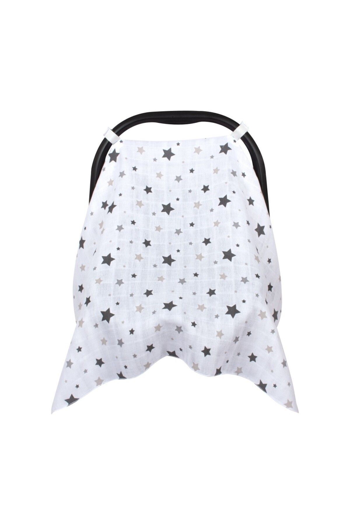 Sevi Bebe Müslin Puset ve Ana Kucağı Örtüsü ART-41 Yıldız Yağmuru Gri