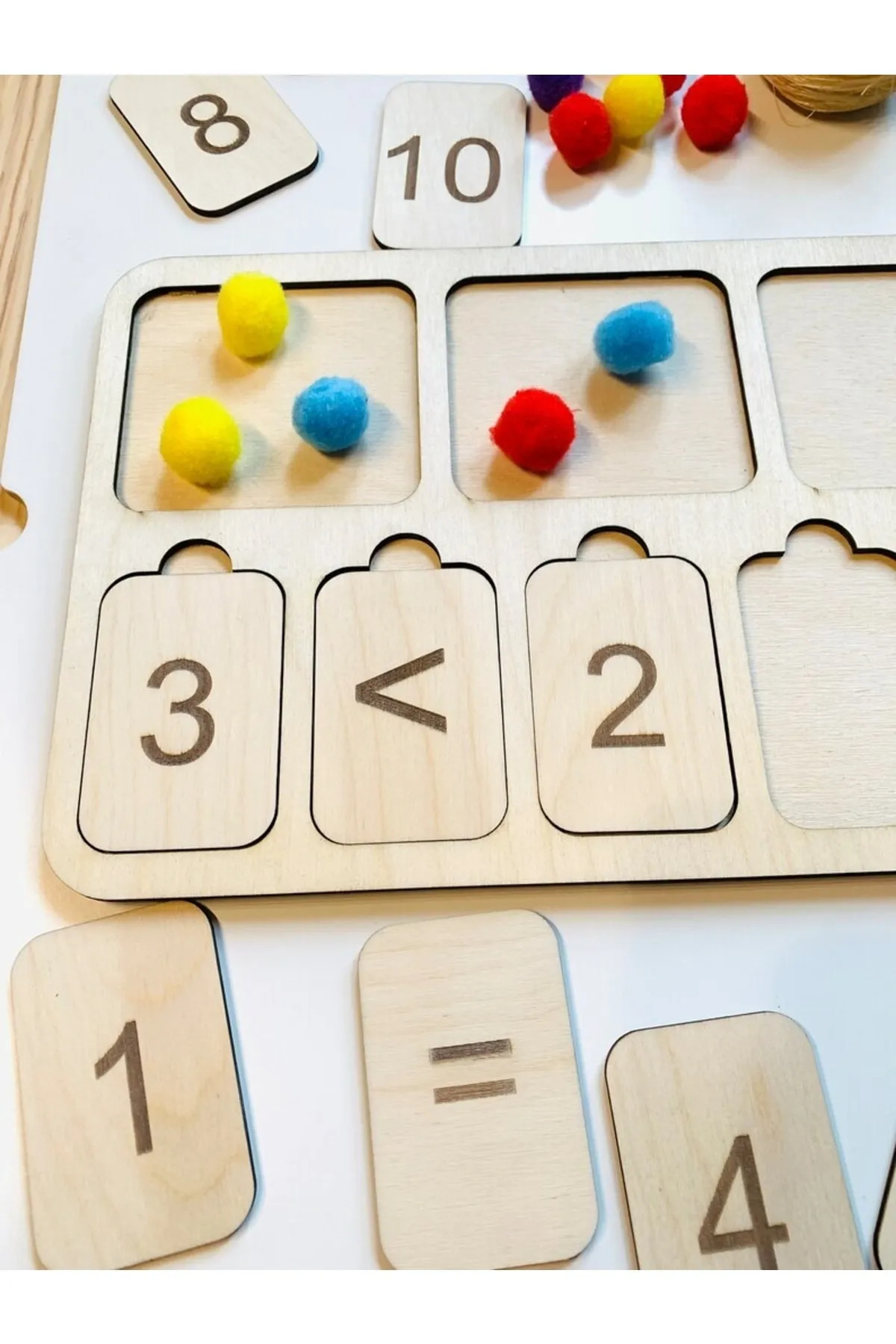 WoodStory Ahşap Ponponlu Eğitici Sayma Tahtası Montessori Tarzı Matematik Tahtası - Okul Öğrenme fotoğrafı 2 (önizleme)