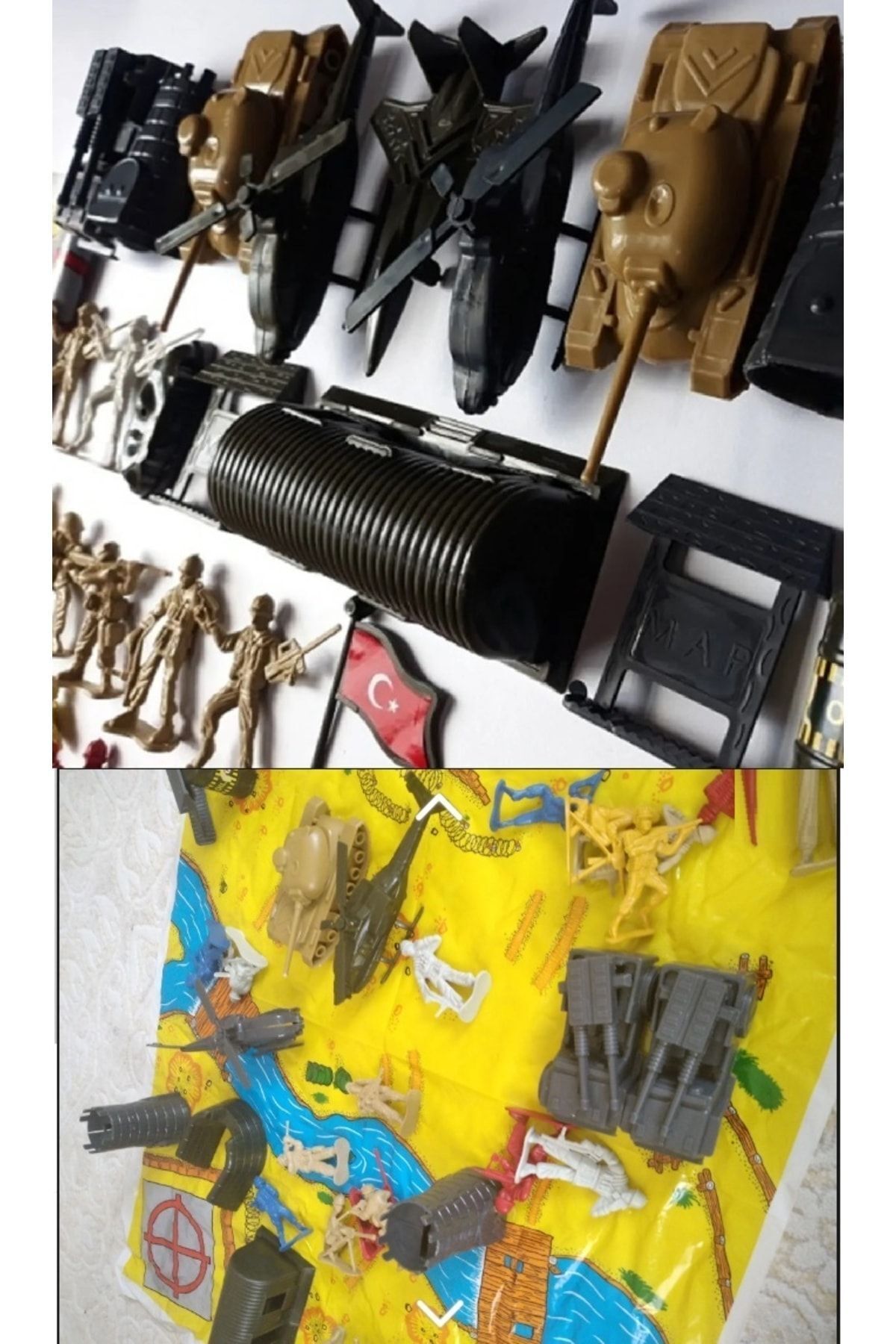 OYUNCAKSAHİLİ Tank Asker Set Oyun Halısı 100 Parça 3 Paket Komando Uçak Kale Bayrak Oyuncak Tank Taburu fotoğrafı 2 (önizleme)