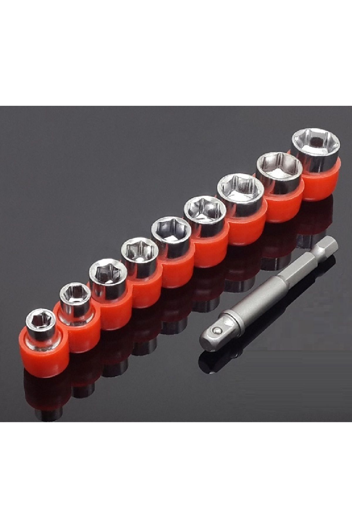 Depolife-9 Pieces 1/4 Socket Socket and Drill Adapter Set 5