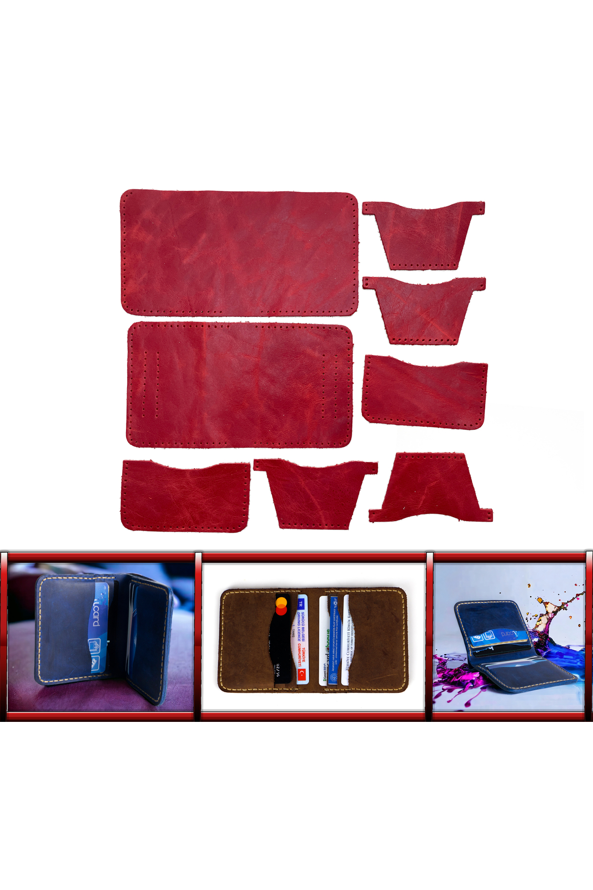 DIY Ready Cut Piece Leather 6-Card Wallet Making