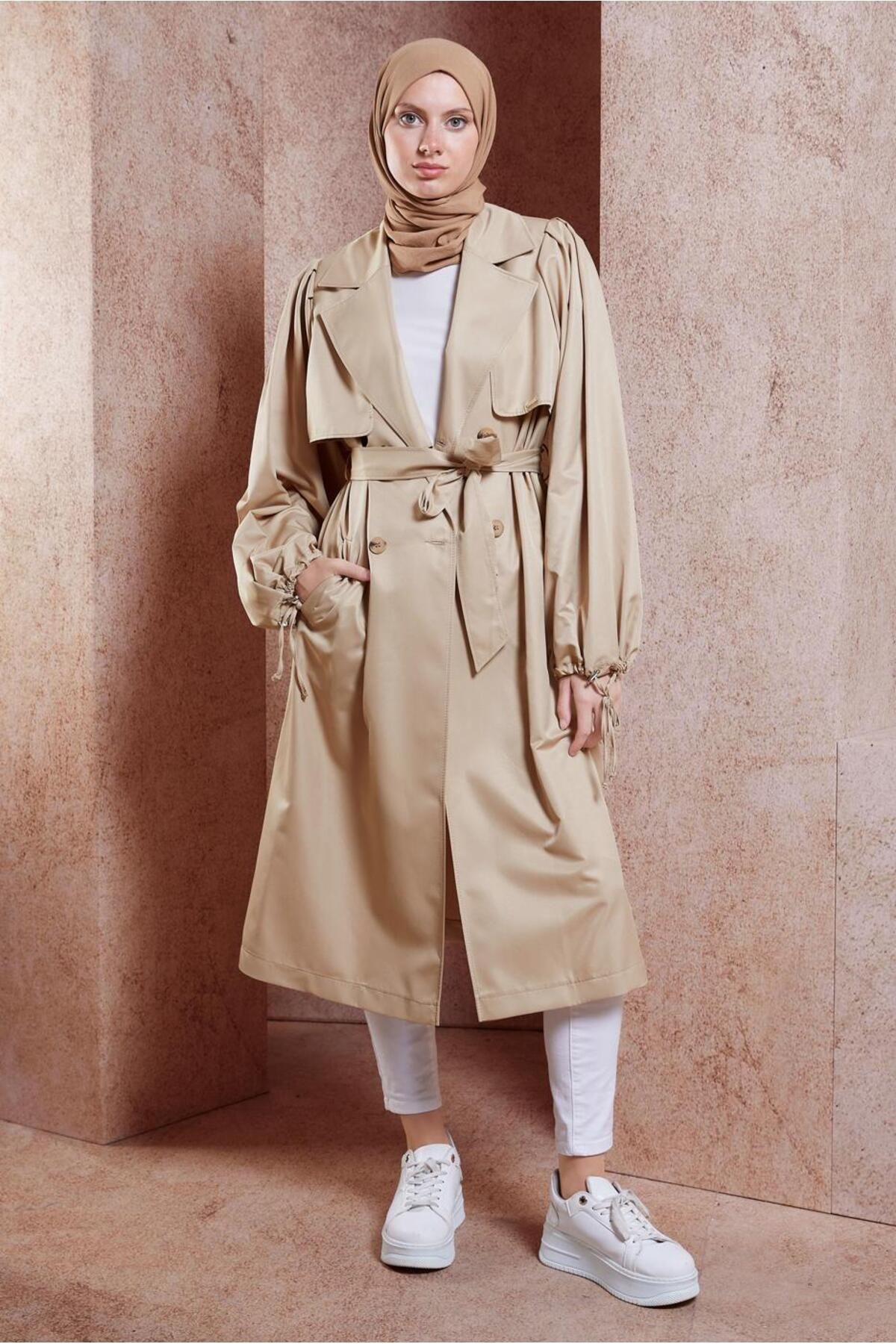 Alvina 10898 Model Belted Trench Coat