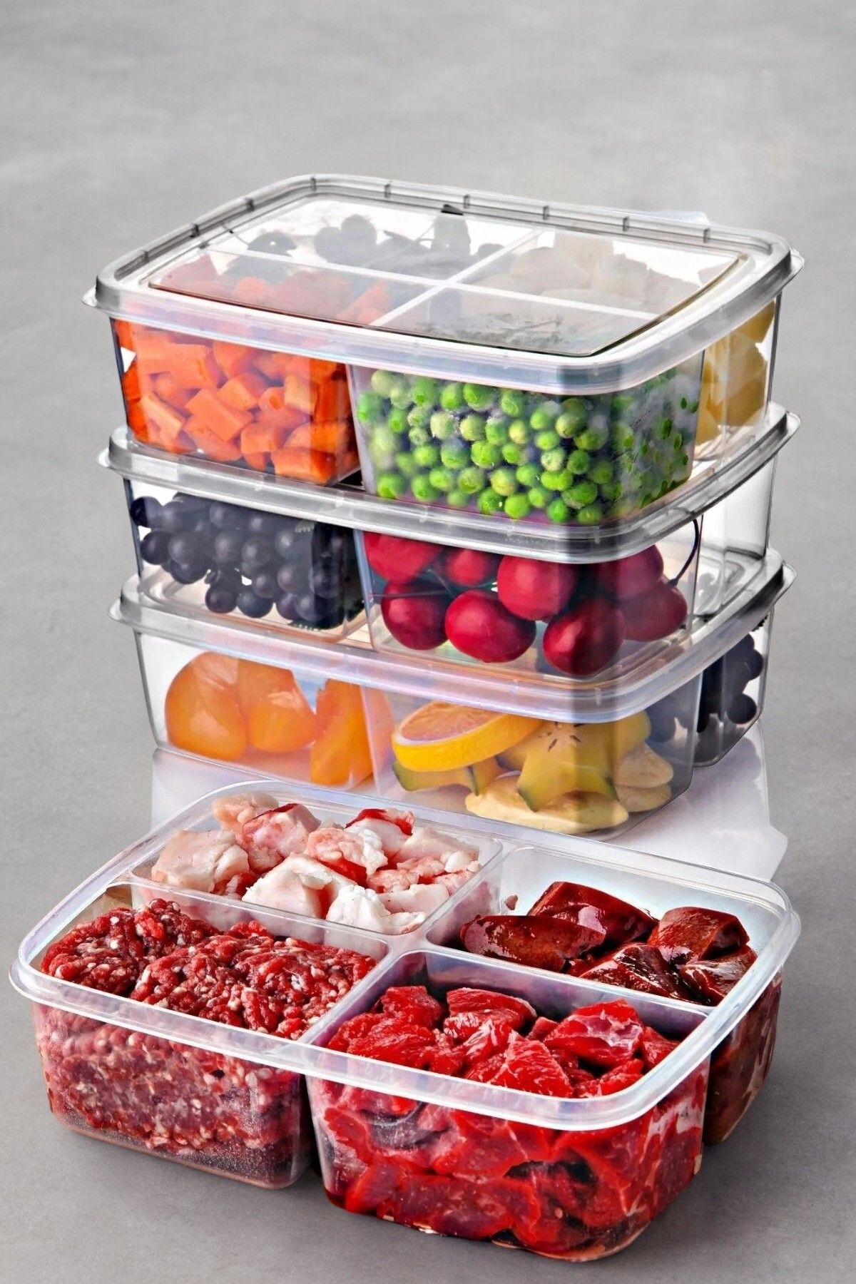 NY HOME-Set of 8 Square Storage Containers Suitable for Use in Freezing - 4 Large and 4 Small Size 2