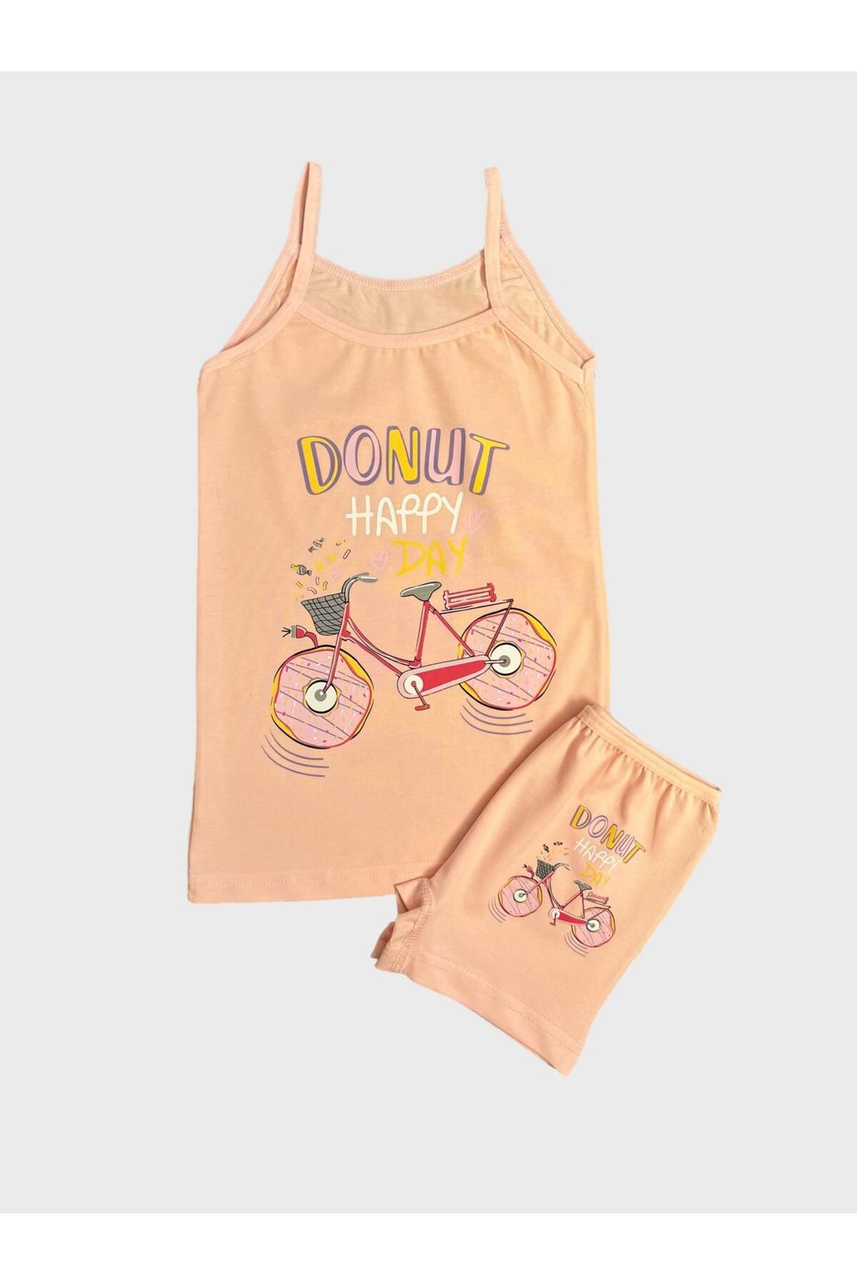 Fil Kids Kız Çocuk Pamuklu Yavruağzı Donut Bisiklet Desenli Atlet Boxer Takımı fotoğrafı 2 (önizleme)