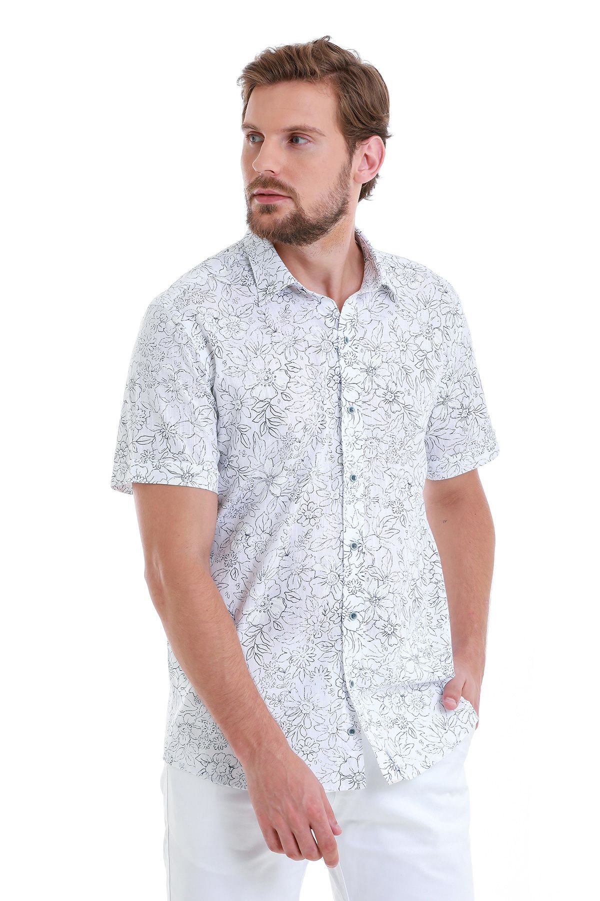 پیراهن مردانه آبی سرمه ای حاتم اوغلو | 24D190000006 اورجینال - تصویر 4