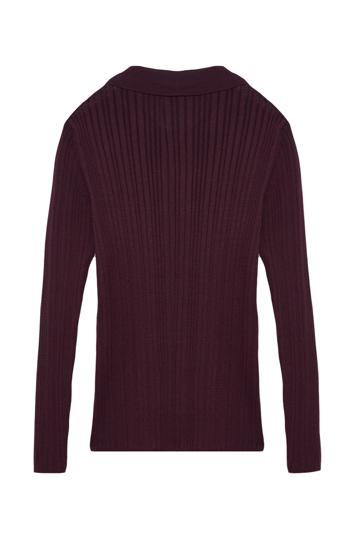 Trendyolmilla  Mürdüm Merserize Görünümlü Fitilli Polo Yaka Triko Body Hırka TWOAW20HI0070 - Görsel 7