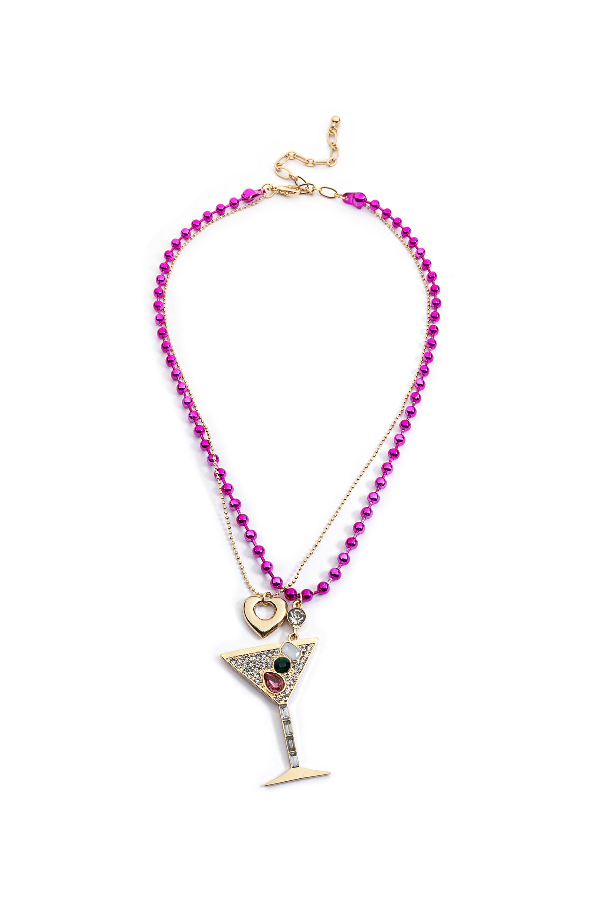 Twist-Metal Necklace Set - Crystal Stone Detailed 2