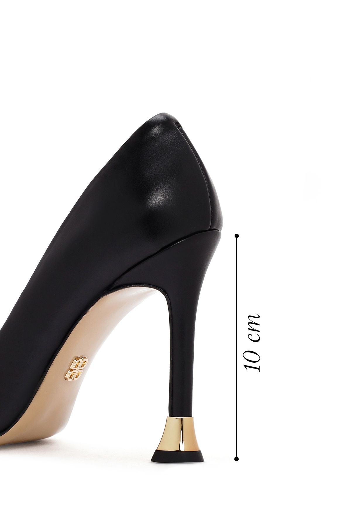 استیلتو مشکی زنانه پاشنه بلند سیاه و سفید چرمی Stiletto 24SFD132218 Derimod