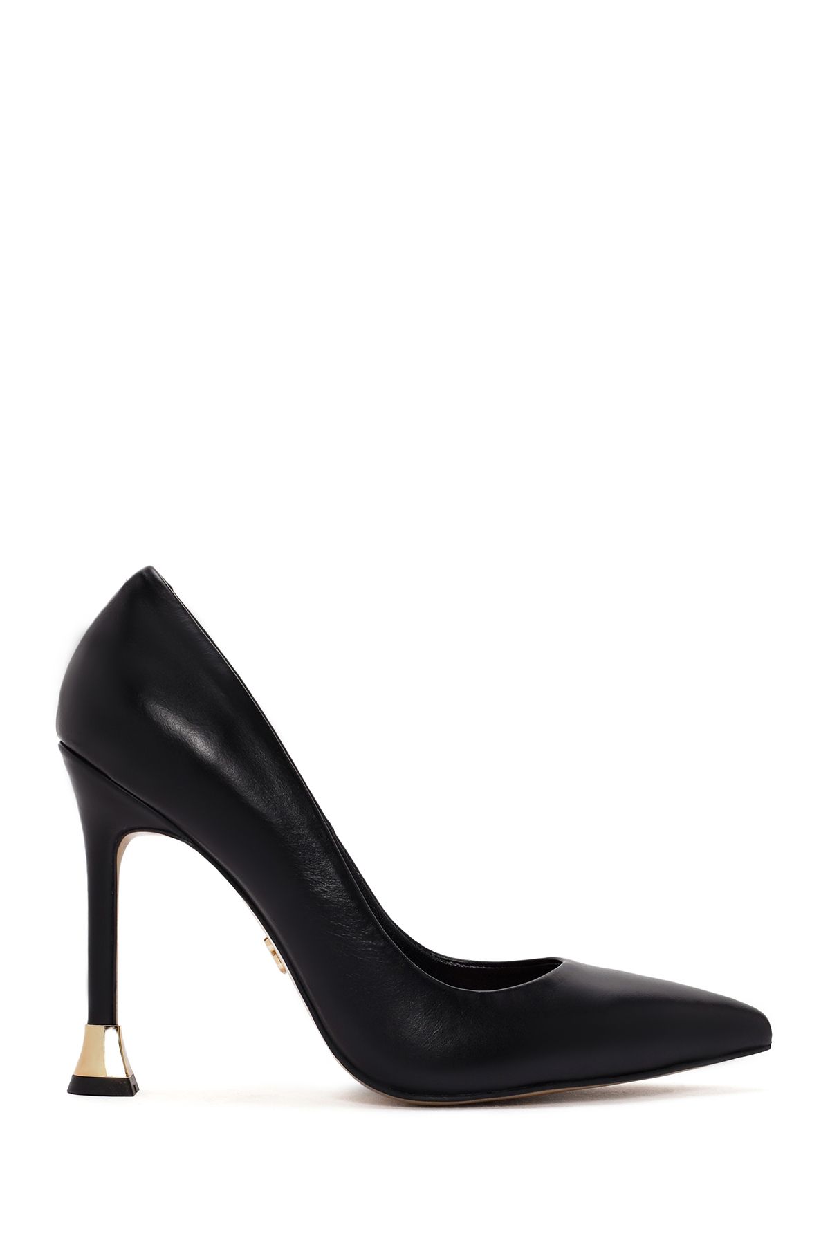 استیلتو مشکی زنانه پاشنه بلند سیاه و سفید چرمی Stiletto 24SFD132218 Derimod