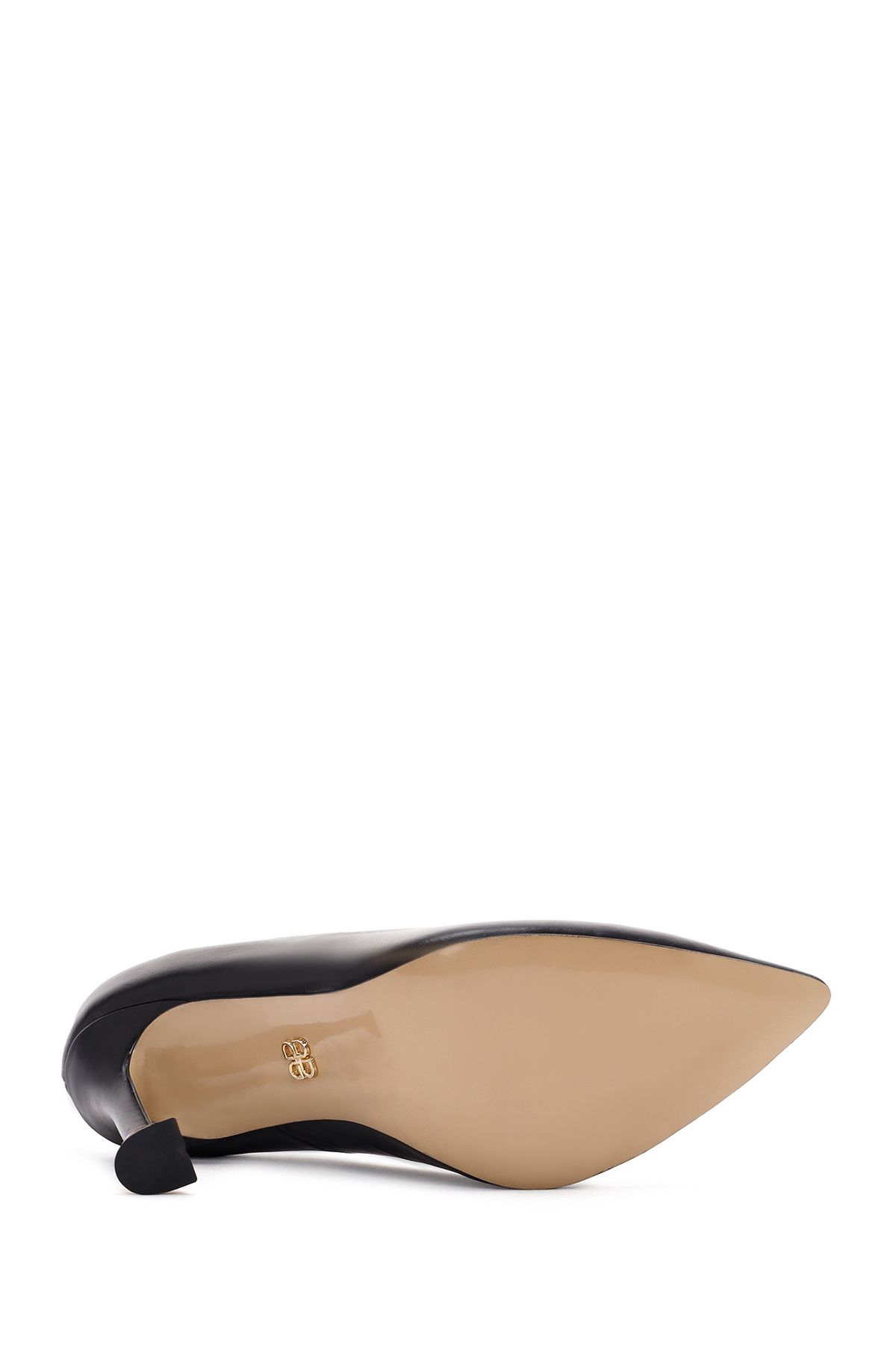 استیلتو مشکی زنانه پاشنه بلند سیاه و سفید چرمی Stiletto 24SFD132218 Derimod
