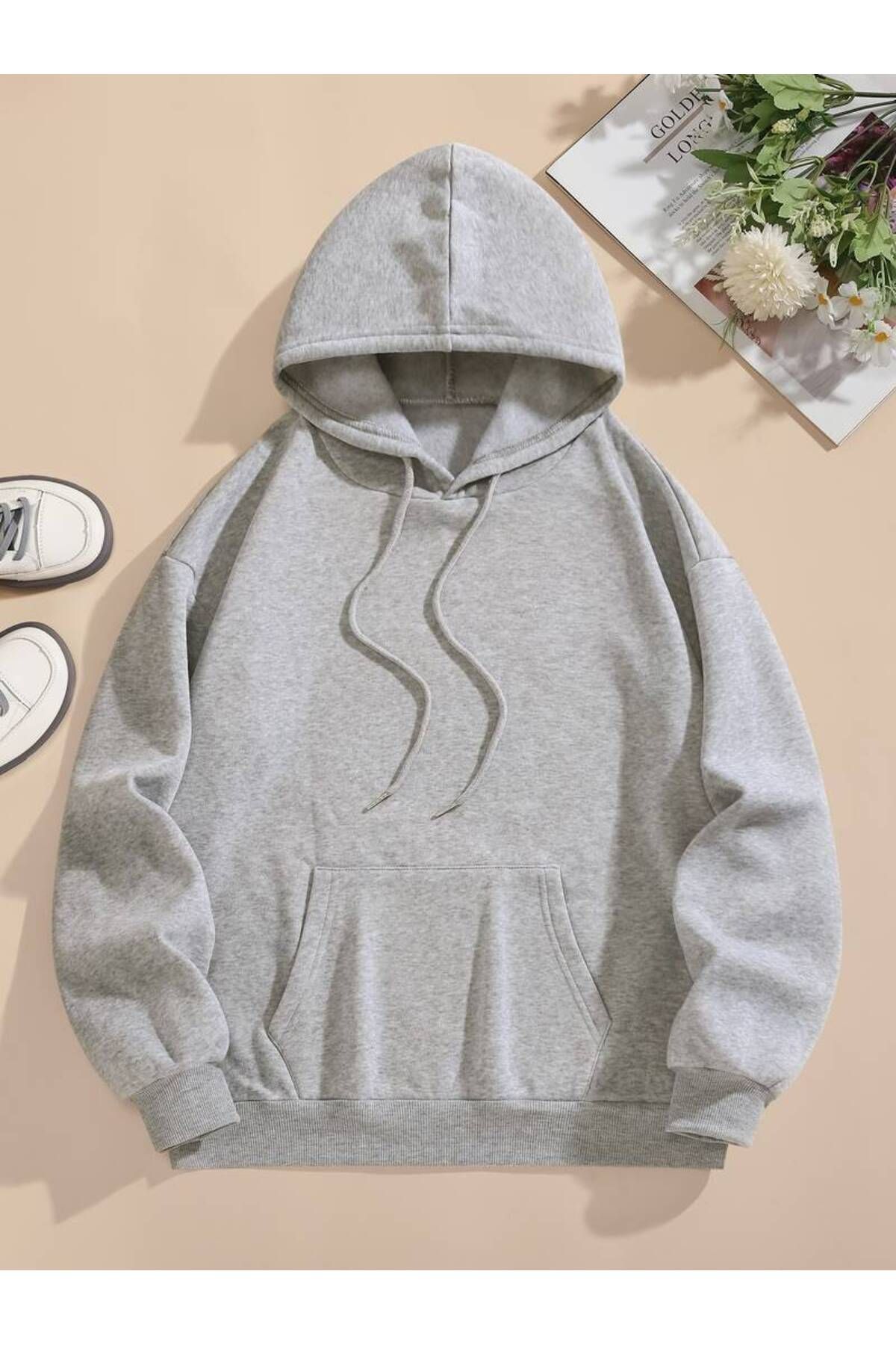 AMMA-Unisex Oversize 3 Thread Hooded Sweatshirt - Cherry Printed Winter Hoodie 4