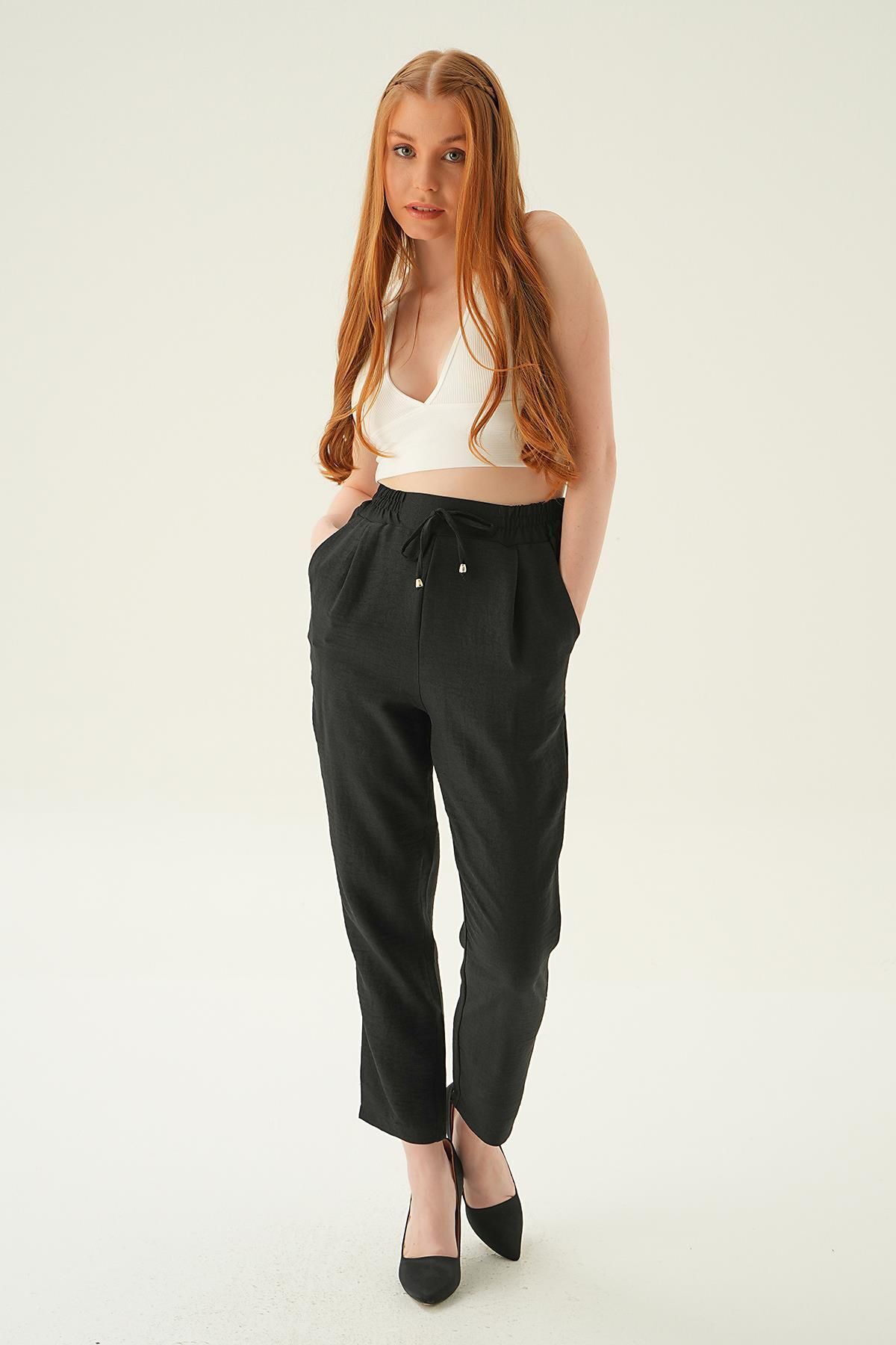 Rays-BlAck CArrot Trousers - 6904A with ElAstic WAist 2